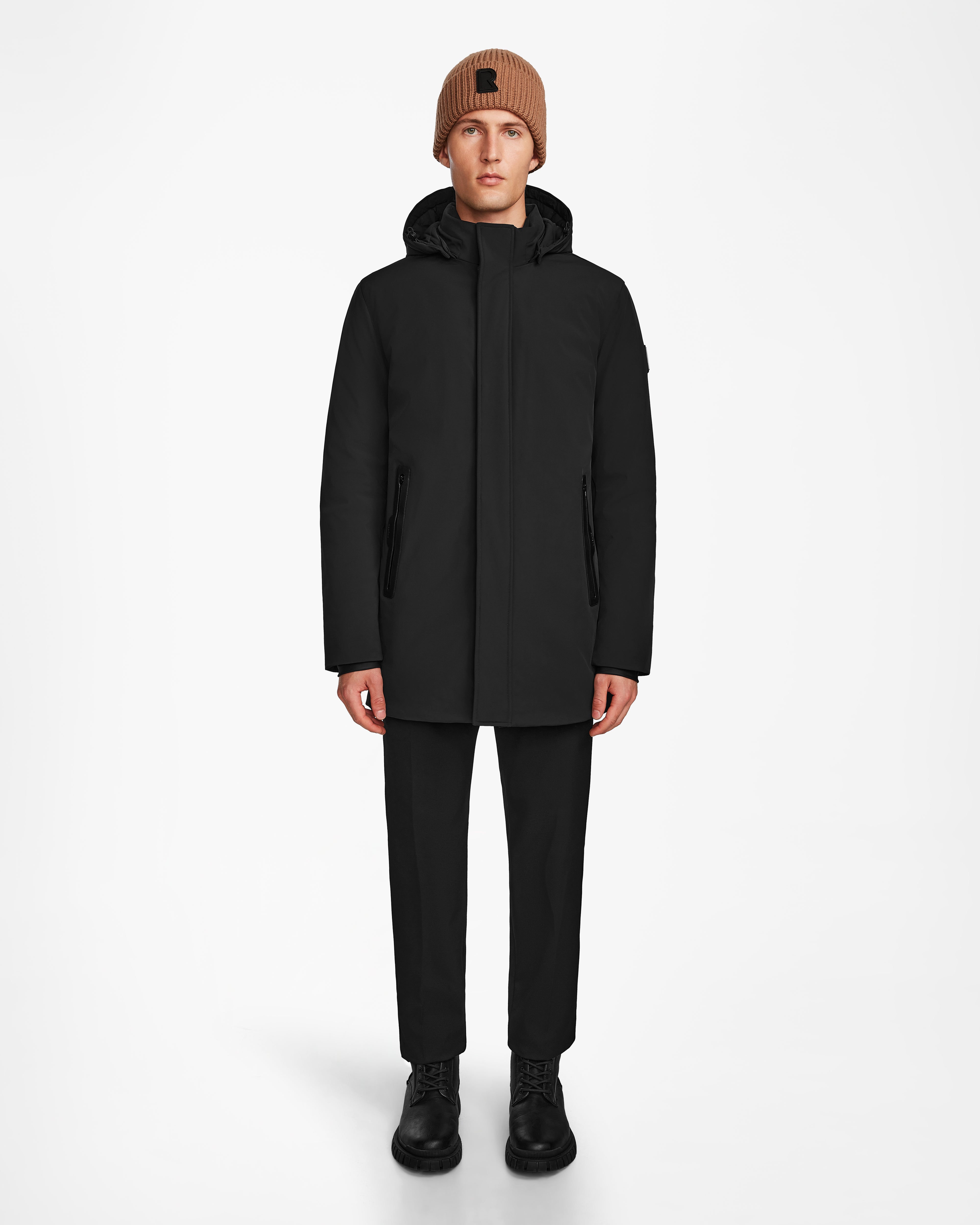 RUDSAK NATAN Men's Black Down Parka | Warm, Water-Repellent
