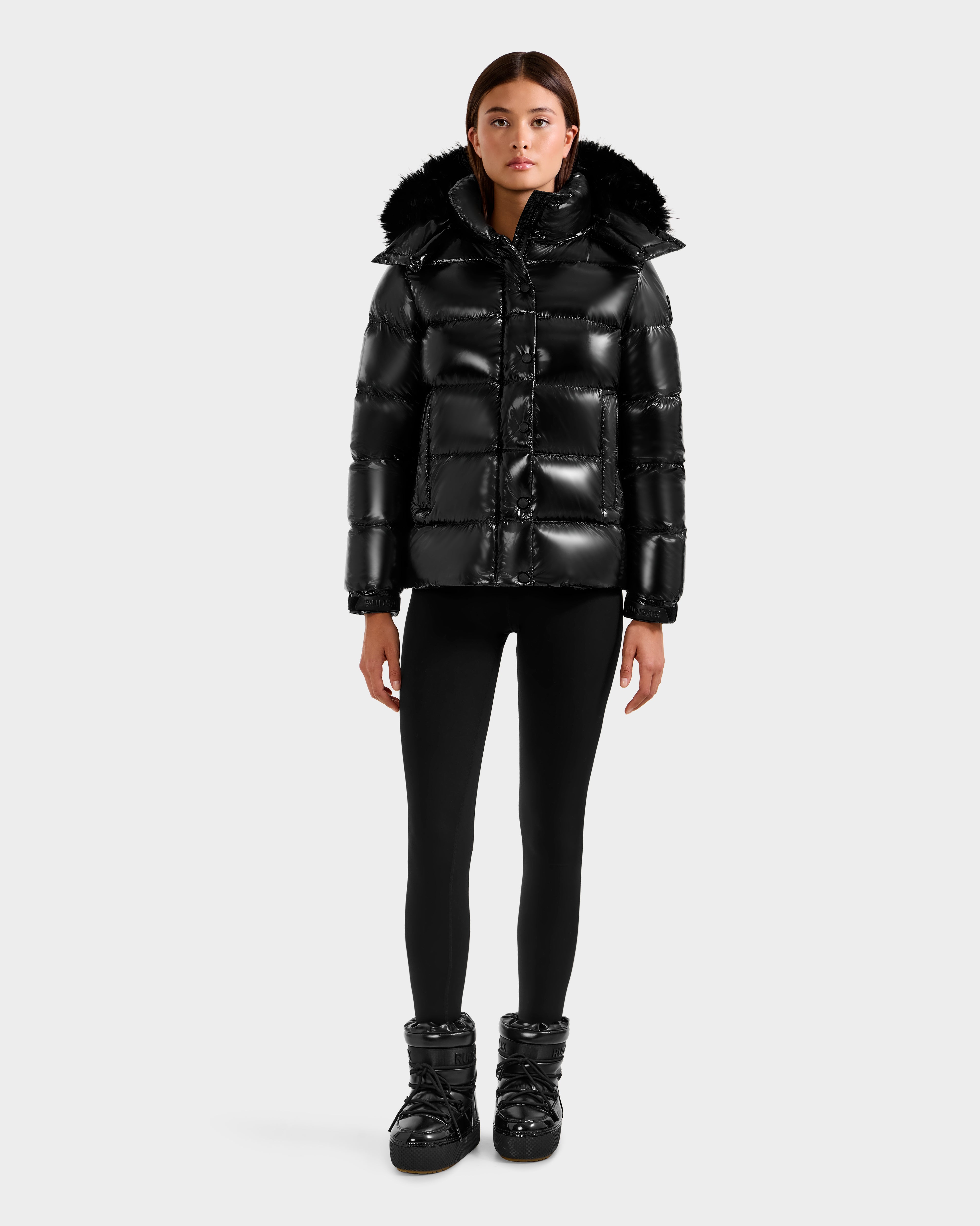 RUDSAK BREE S Black Gloss Down Puffer Jacket – Stylish Women's