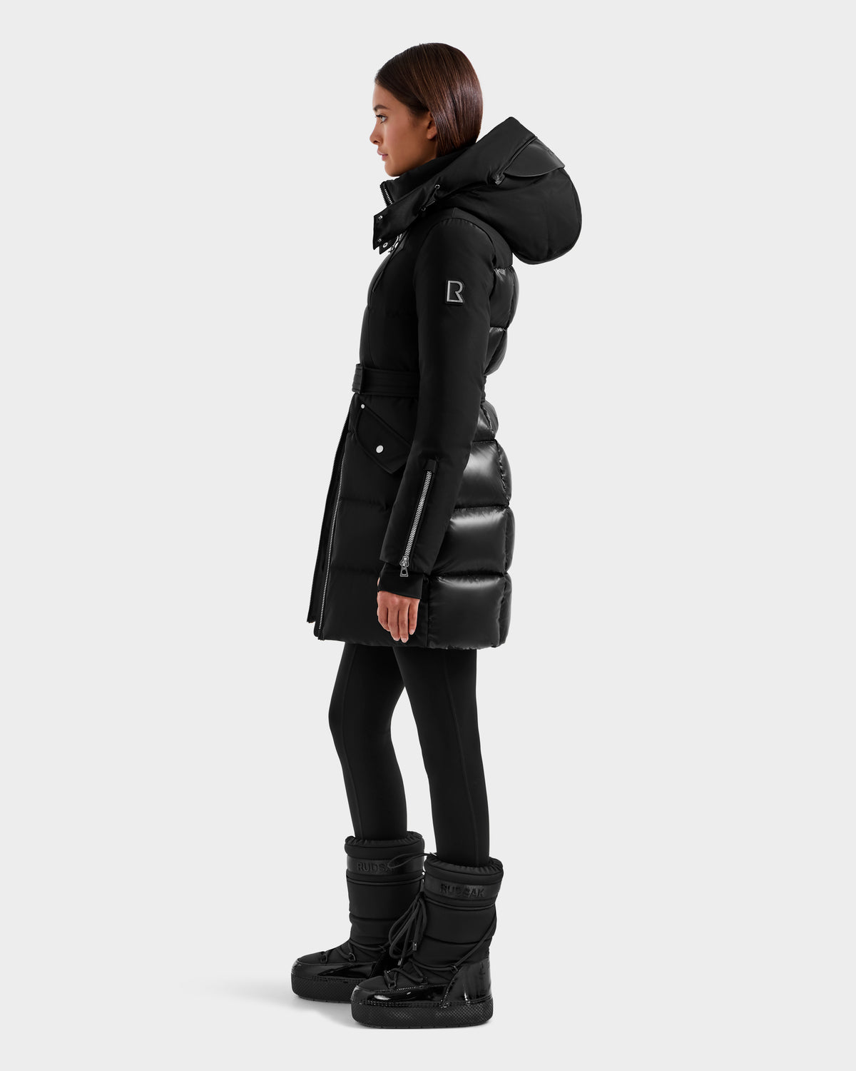 RUDSAK Women's Black Fitted Down Puffer Coat - Versatile Winter