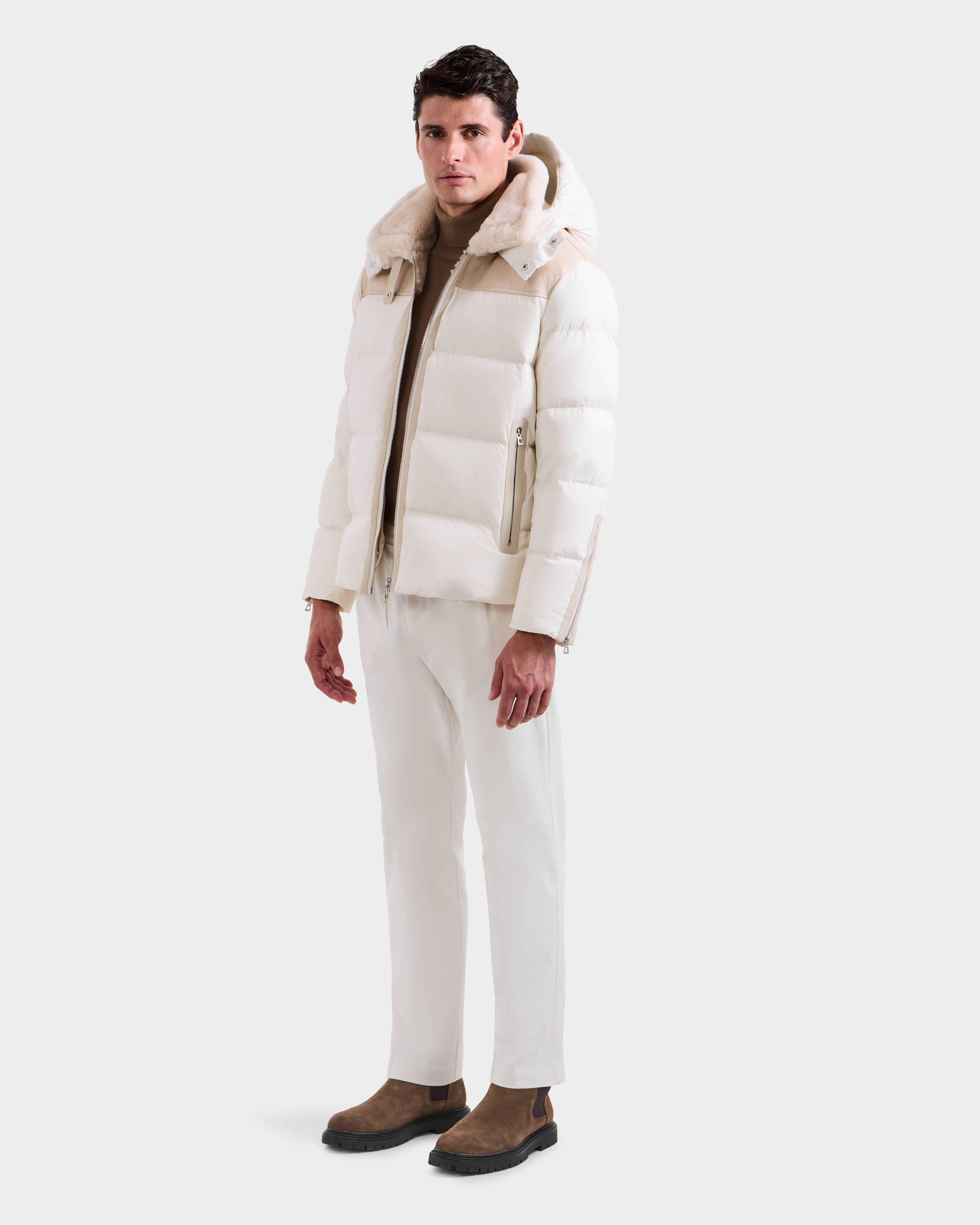 SIMON Men's Vanilla Quilted Down Puffer Jacket Premium Warmth