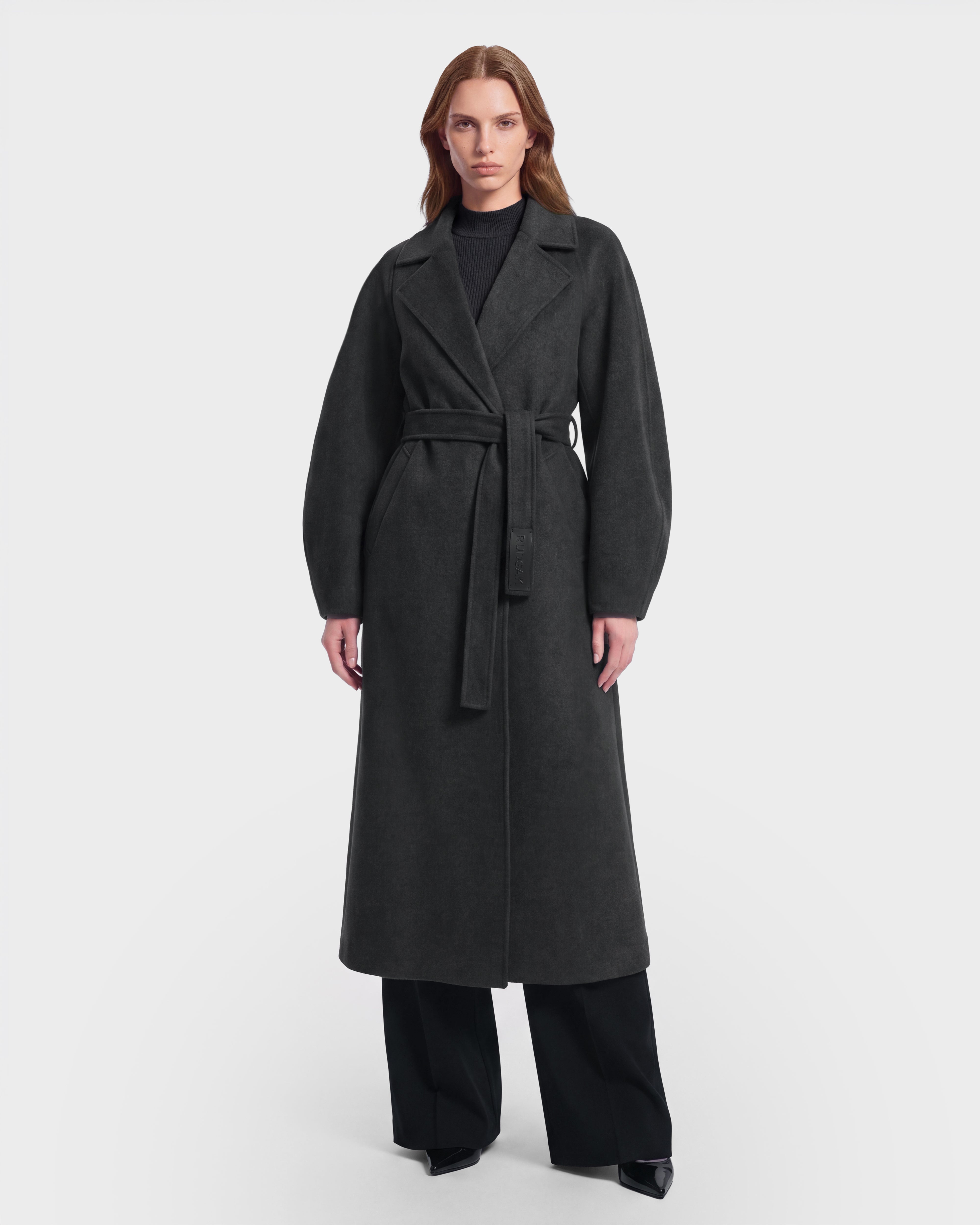 RUDSAK LILIA Women's Luxury Wool Blend Long Wrap Coat – Rudsak