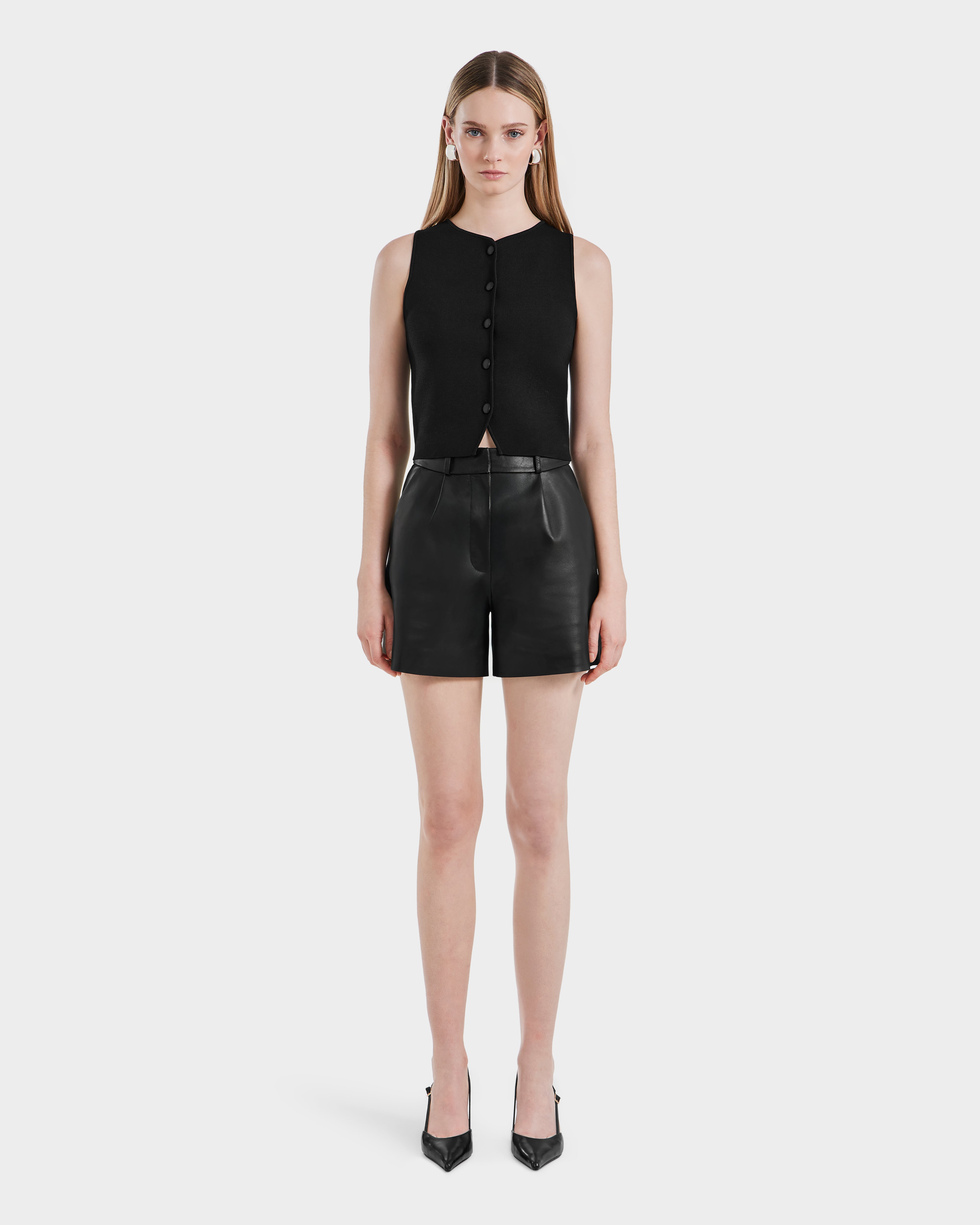Rudsak Terri x Women's Leather Tailored Shorts (S / Black)
