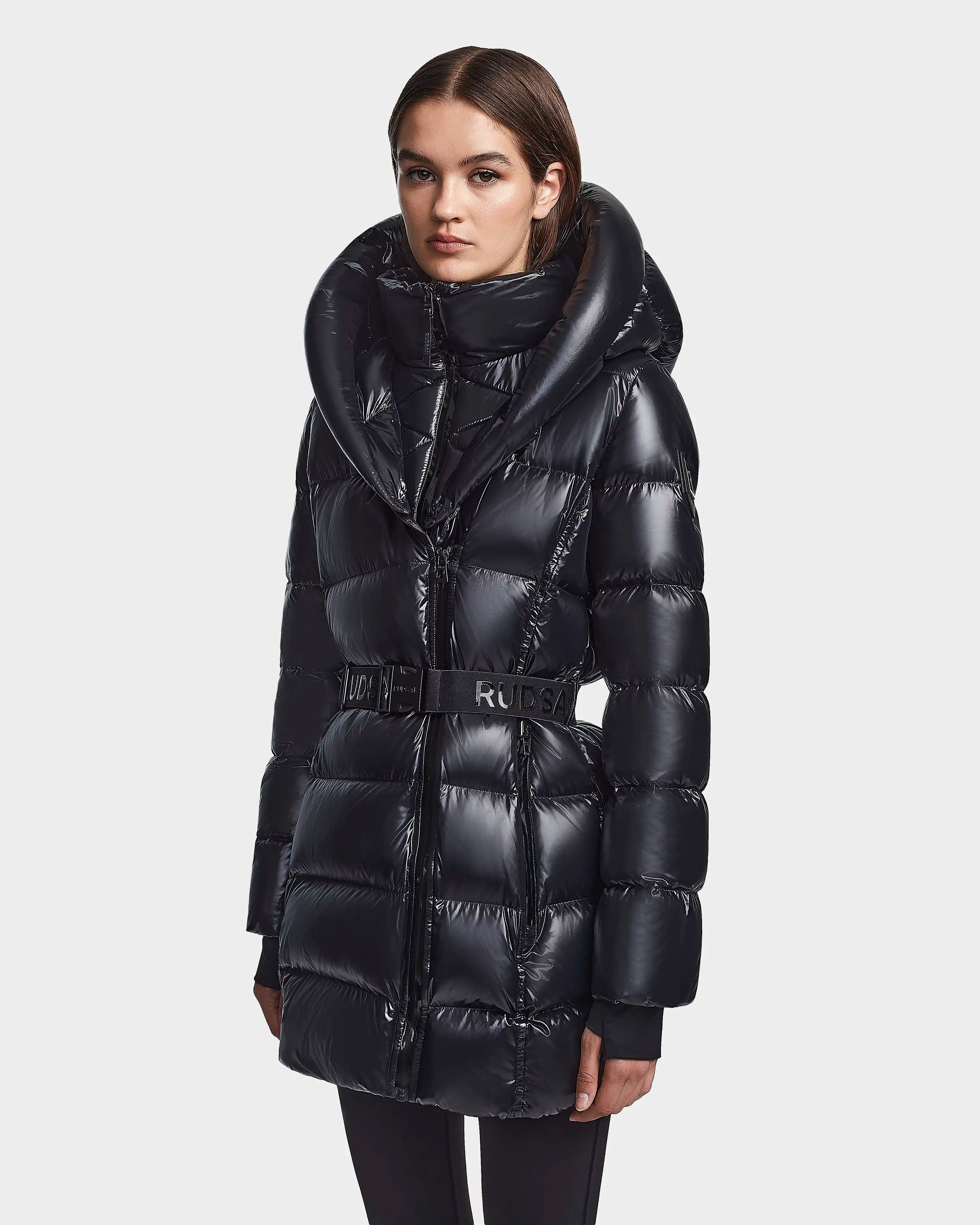 Womens belted 2025 down coat