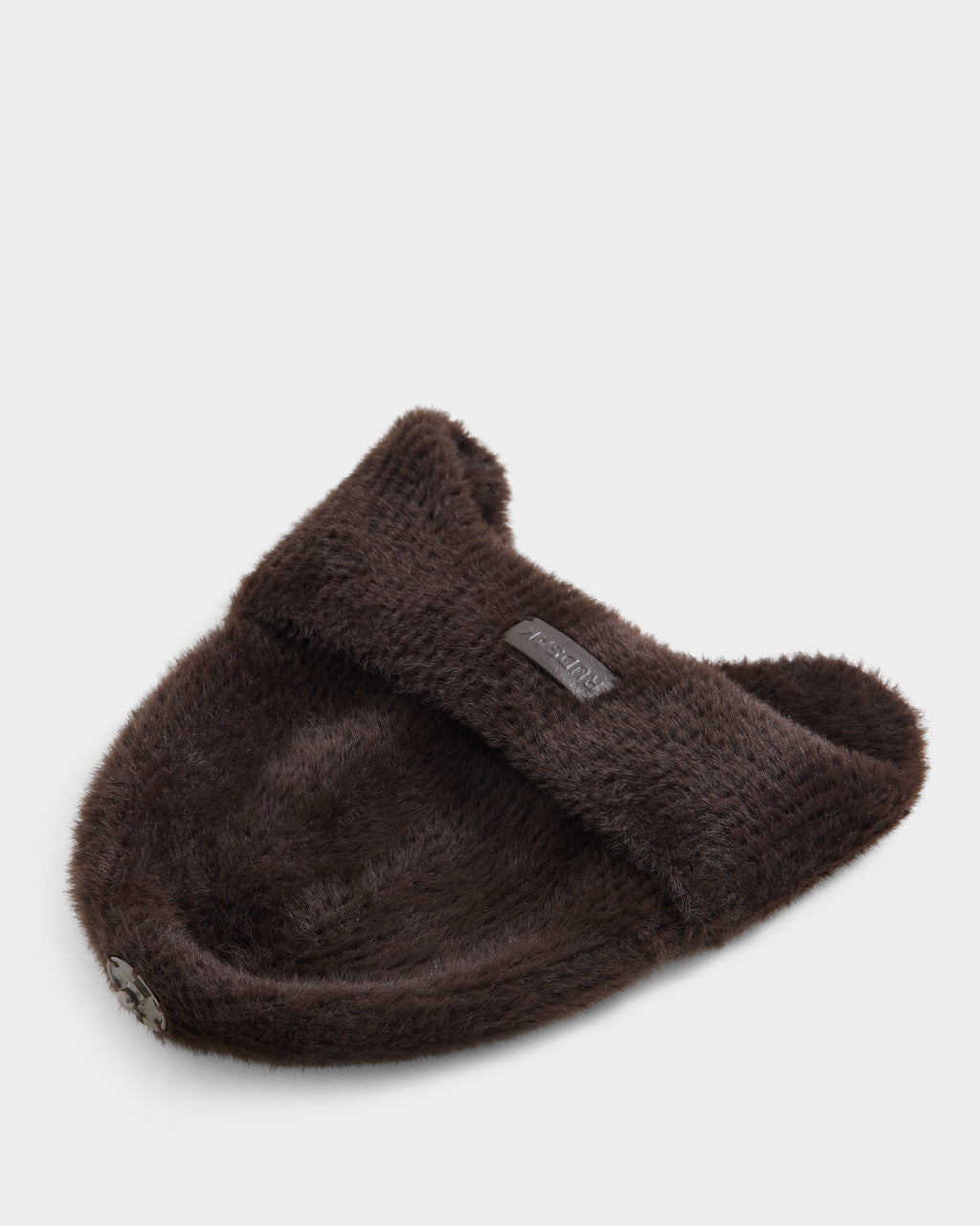 A dark brown (espresso), fuzzy winter hat by Rudsak, called ICE - 8426519, featuring a folded brim and a small label. The hat is photographed against a plain white background.