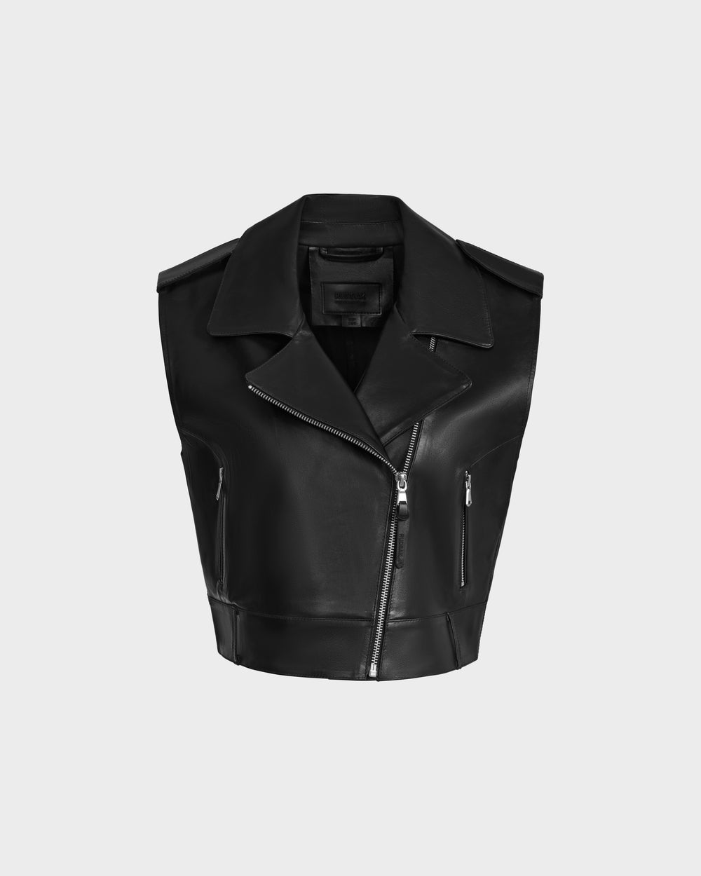 RUDSAK BETTY Cropped Black Leather Vest | Asymmetrical Moto Style RUDSAK BETTY Cropped Black Leather Vest | Asymmetrical Moto Style