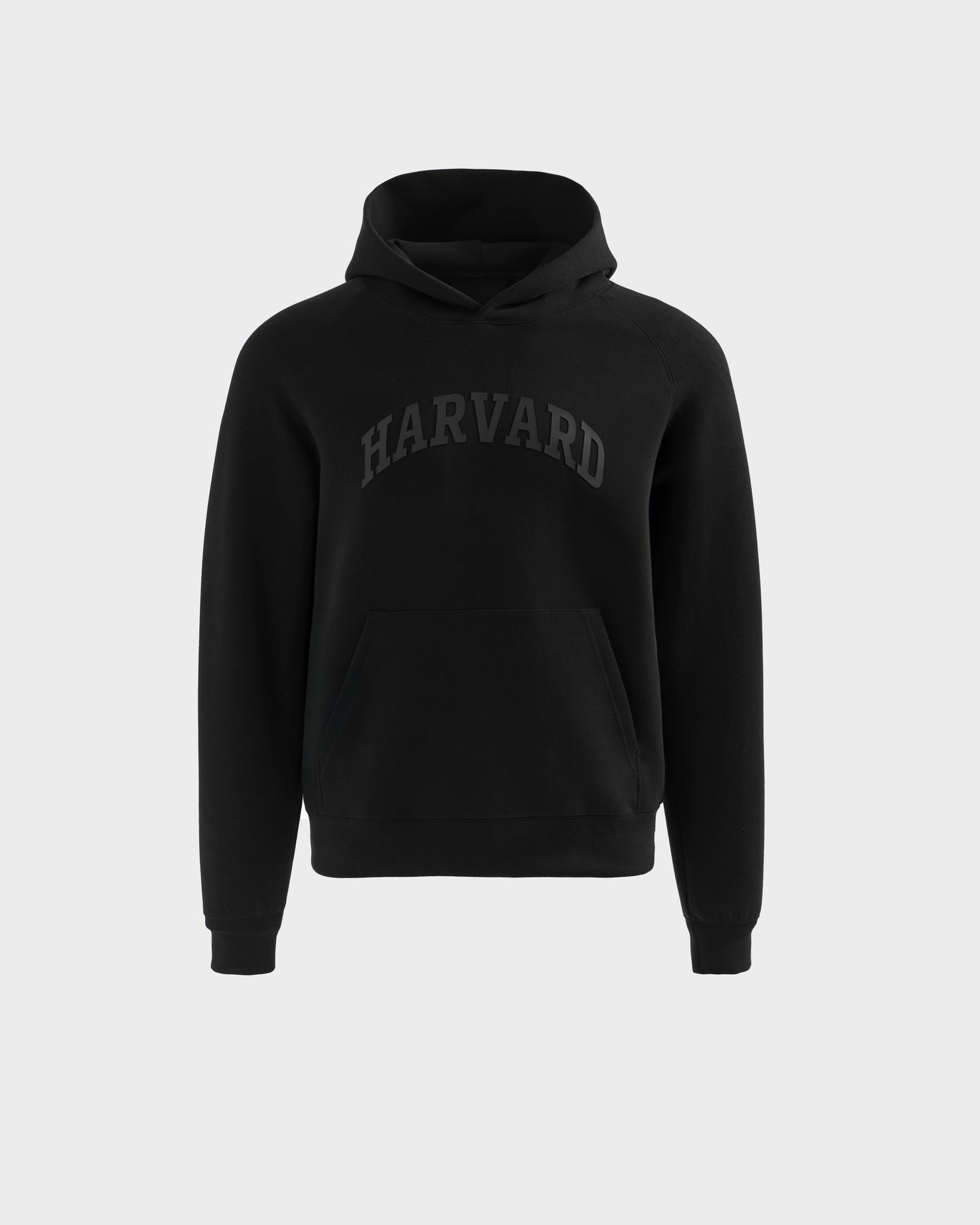 The BRIAR R HV - H525506 Black hoodie by Rudsak features HARVARD in bold capitals across the chest on a sleek black design—this limited-edition piece is perfect for any fan. Displayed on a light gray background.