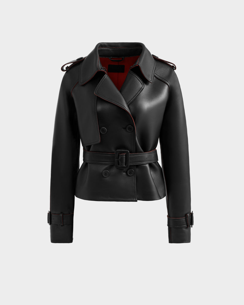 RUDSAK CASSIE S-B: Modern Cropped Bonded Leather Trench Coat