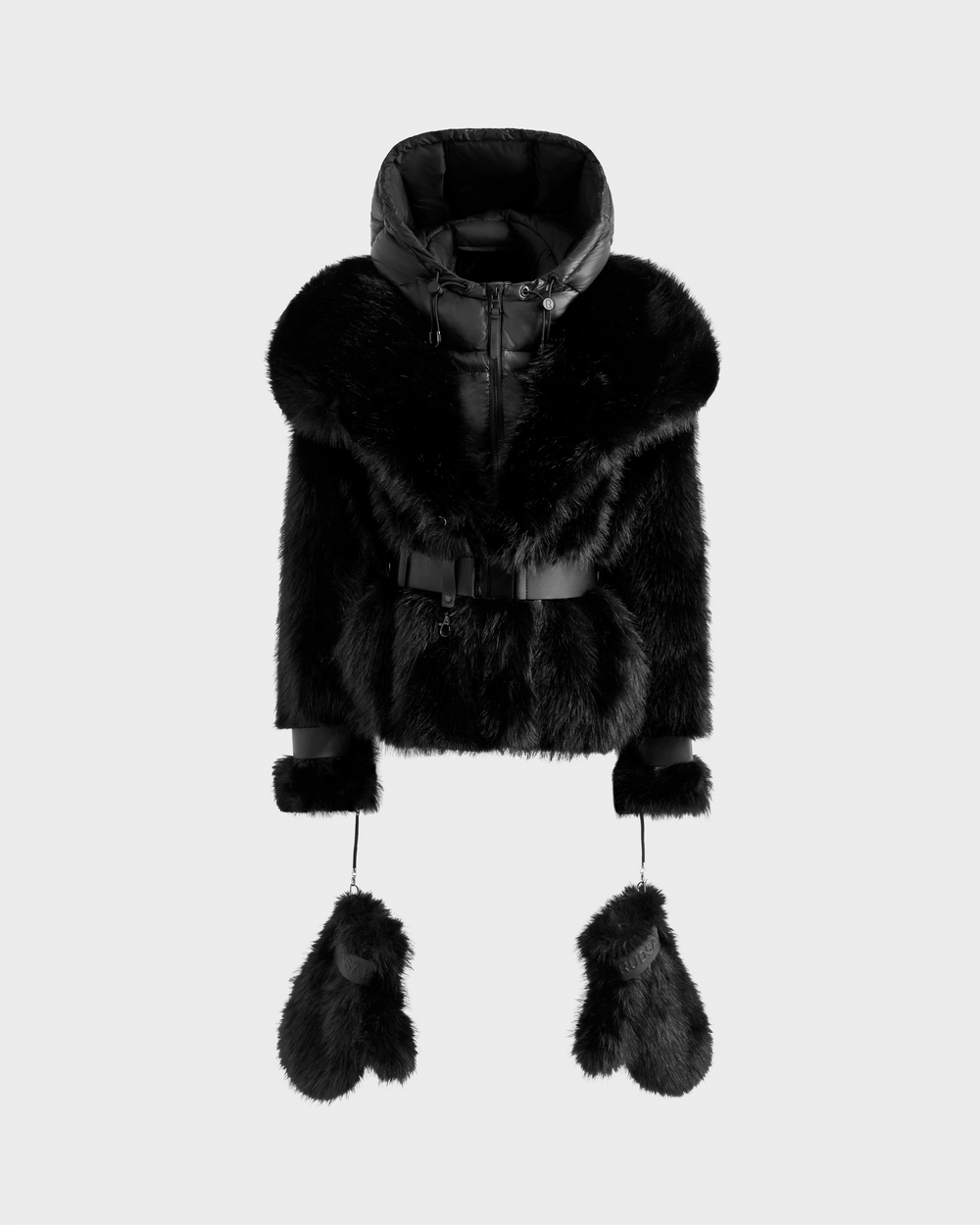 RUDSAK CHLOE Black Faux Fur Jacket | Women's Vegan Leather Trim RUDSAK CHLOE Black Faux Fur Jacket | Women's Vegan Leather Trim