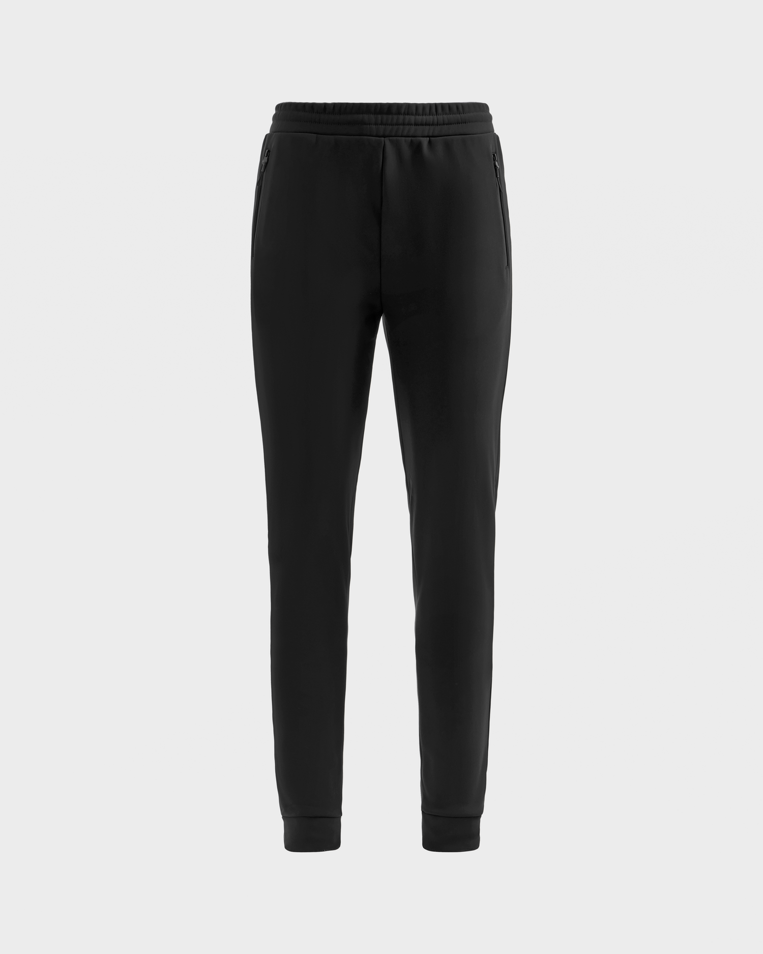 Rudsak DAMERIS - 8525575 Black women’s jogger pants with elastic waistband, zippered side pockets, and cuffed ankles, shown on a plain light gray background.