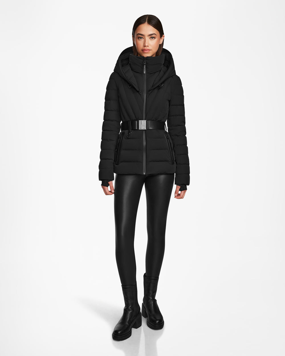 ALISA RUDSAK Women's Black Quilted Down Puffer Coat | Warm ALISA RUDSAK Women's Black Quilted Down Puffer Coat | Warm