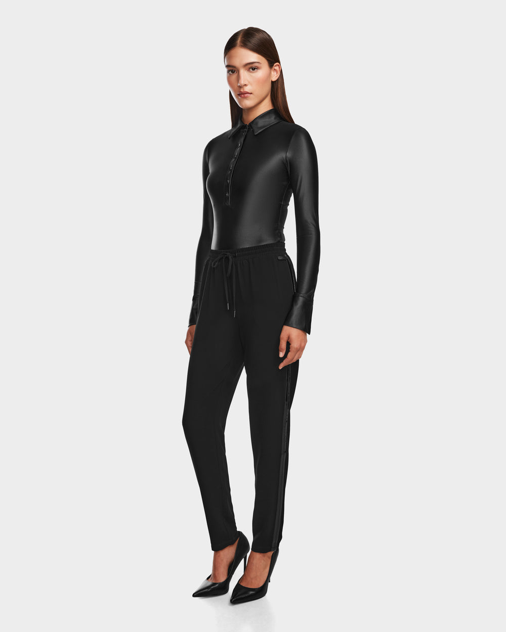 CARDI Women's Pull-On Trousers with Patent Stripe | Versatile