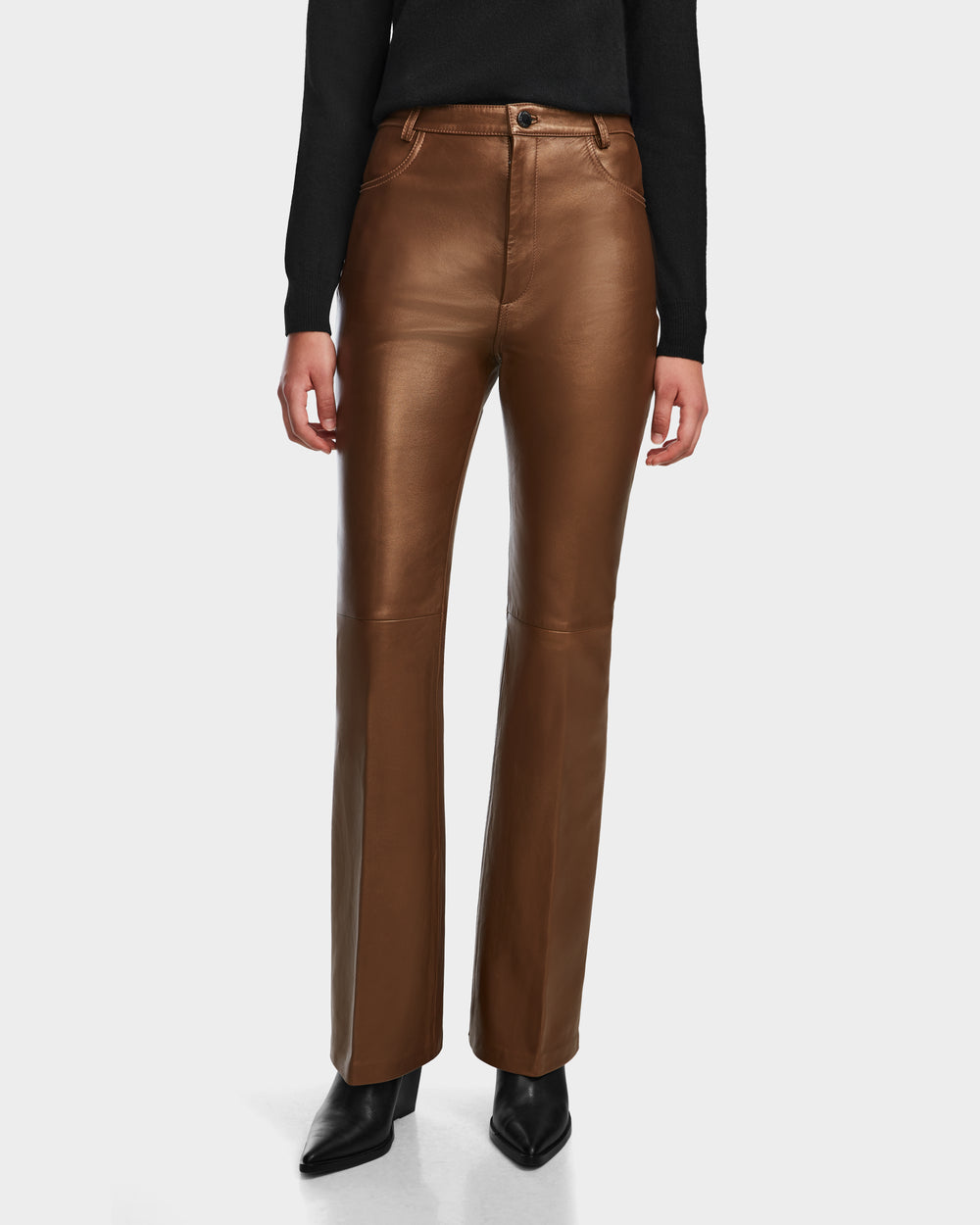 Rouje Paris レザー ウッド サンダル ブラウン ルージュ CARISSA Flare Leather Pants | Women's Antique Bronze RUDSAK