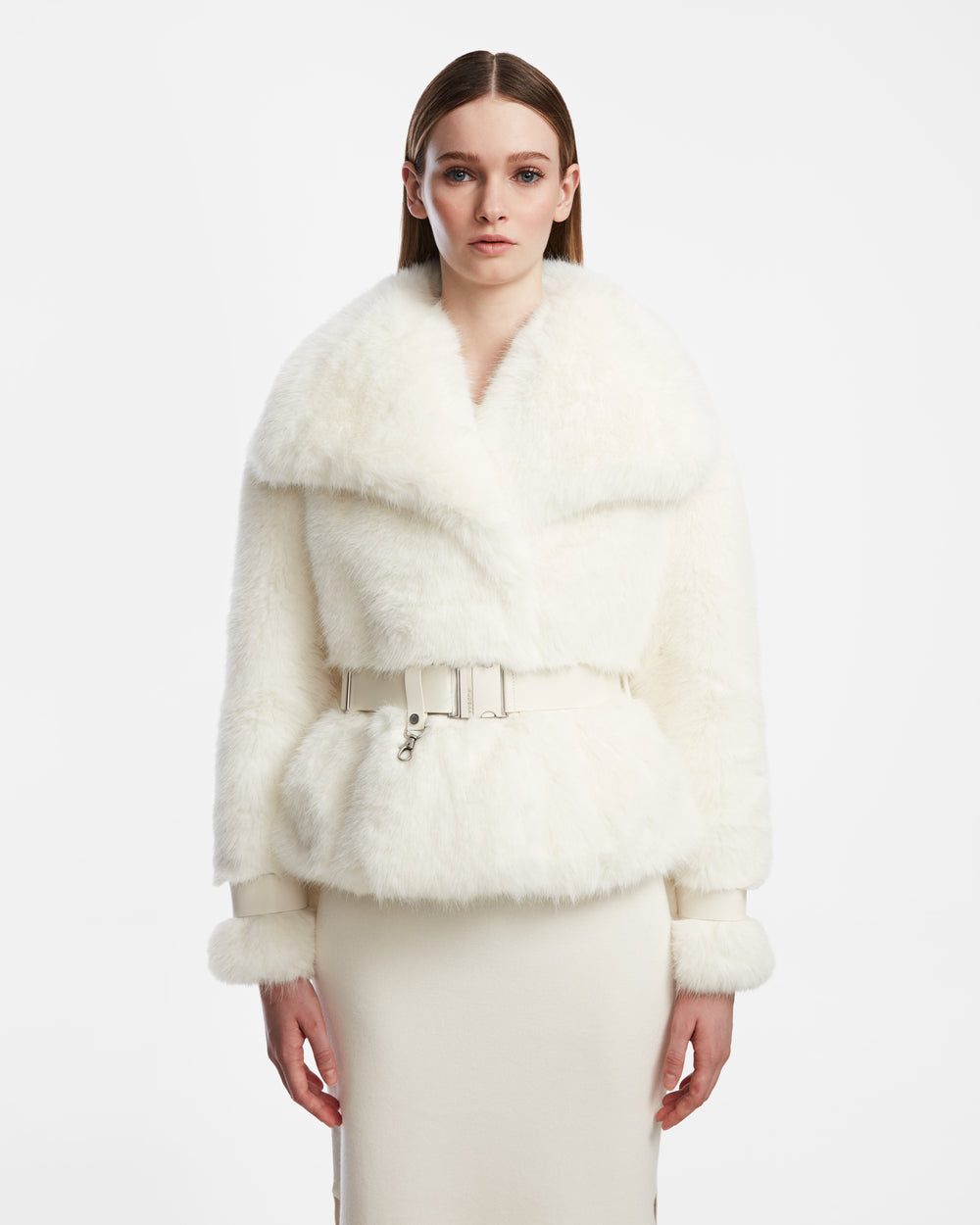 Women's CHLOE Faux Fur Jacket | Vegan Leather Trim & Warmth