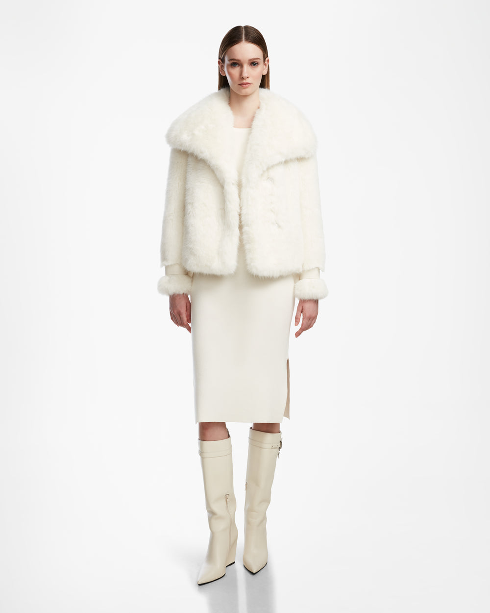 Women's CHLOE Faux Fur Jacket | Vegan Leather Trim & Warmth