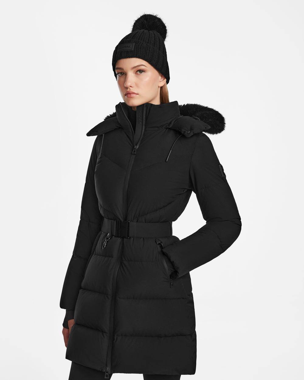 CHRISTEL M-M Black Women's Quilted Down Puffer | Winter Coat