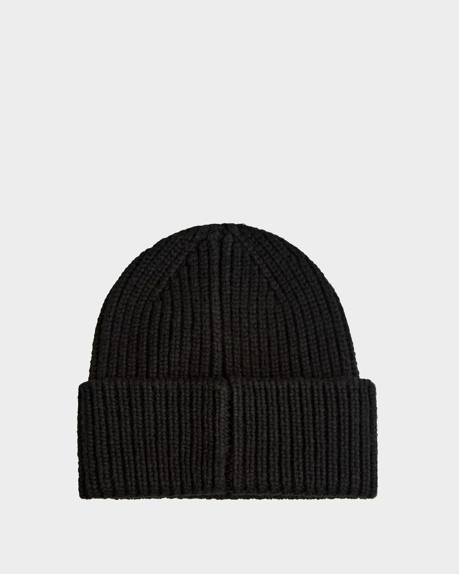 The CYBELLE - 9424504 Black by Rudsak is a classic unisex ribbed wool-blend beanie with a folded cuff, shown against a light gray background—an essential winter accessory.