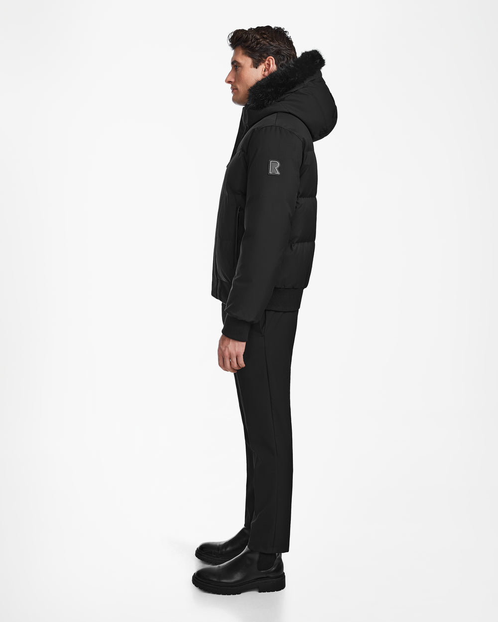 RUDSAK DALLAS Men's Black Quilted Down Bomber Jacket - Warm Winter