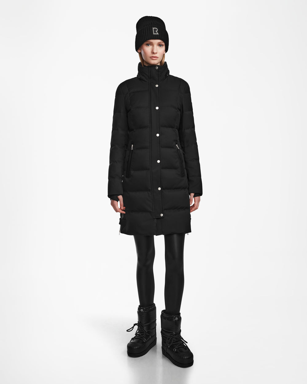 RUDSAK KEHLANI Women's Black Quilted Down Coat | Warm, Water