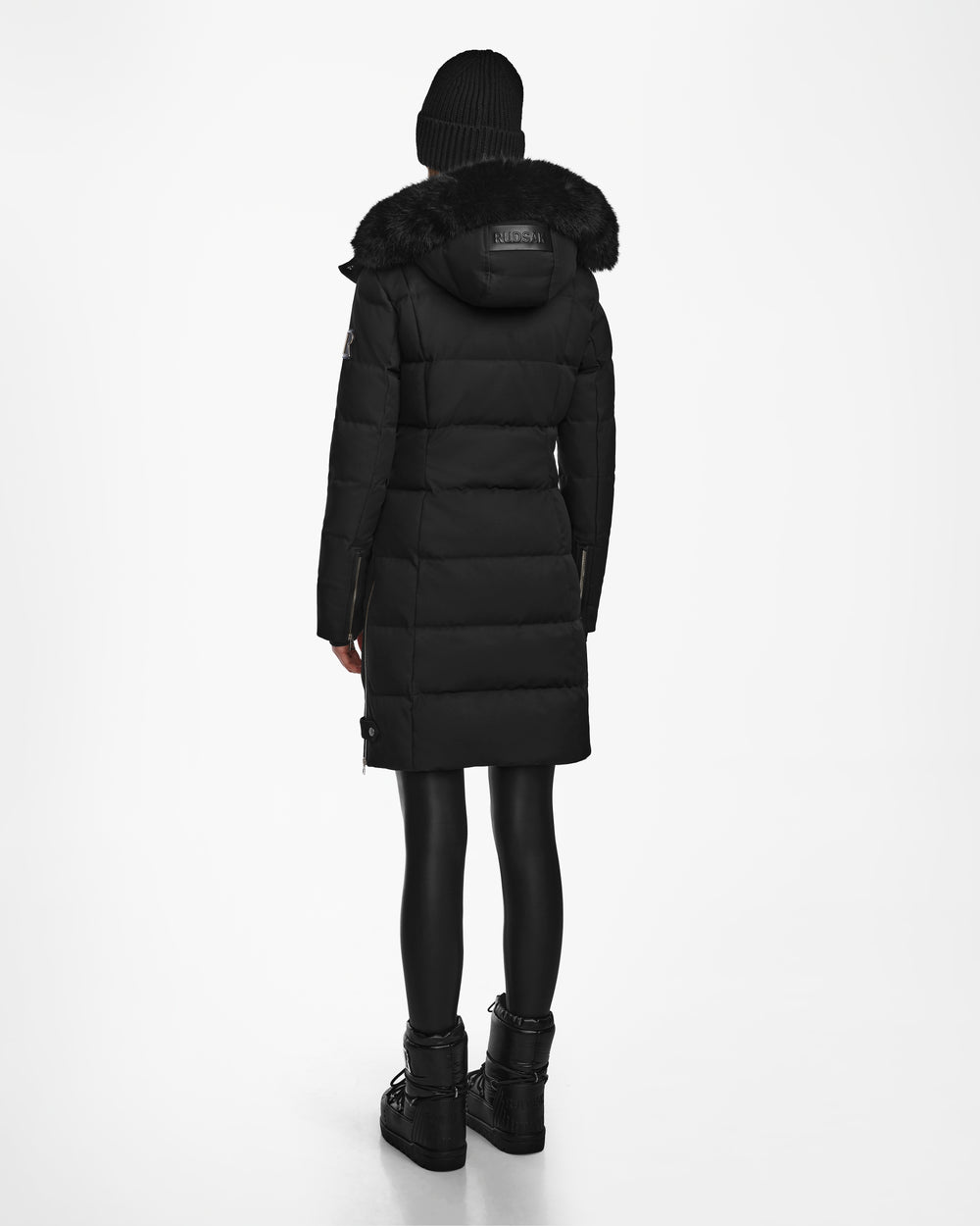 RUDSAK KEHLANI Women's Black Quilted Down Coat | Warm, Water