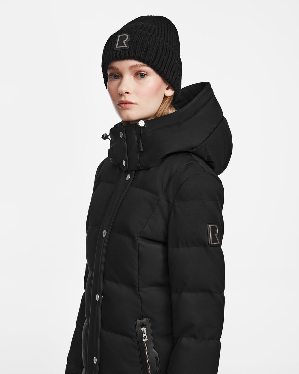 RUDSAK KEHLANI Women's Black Quilted Down Coat | Warm, Water