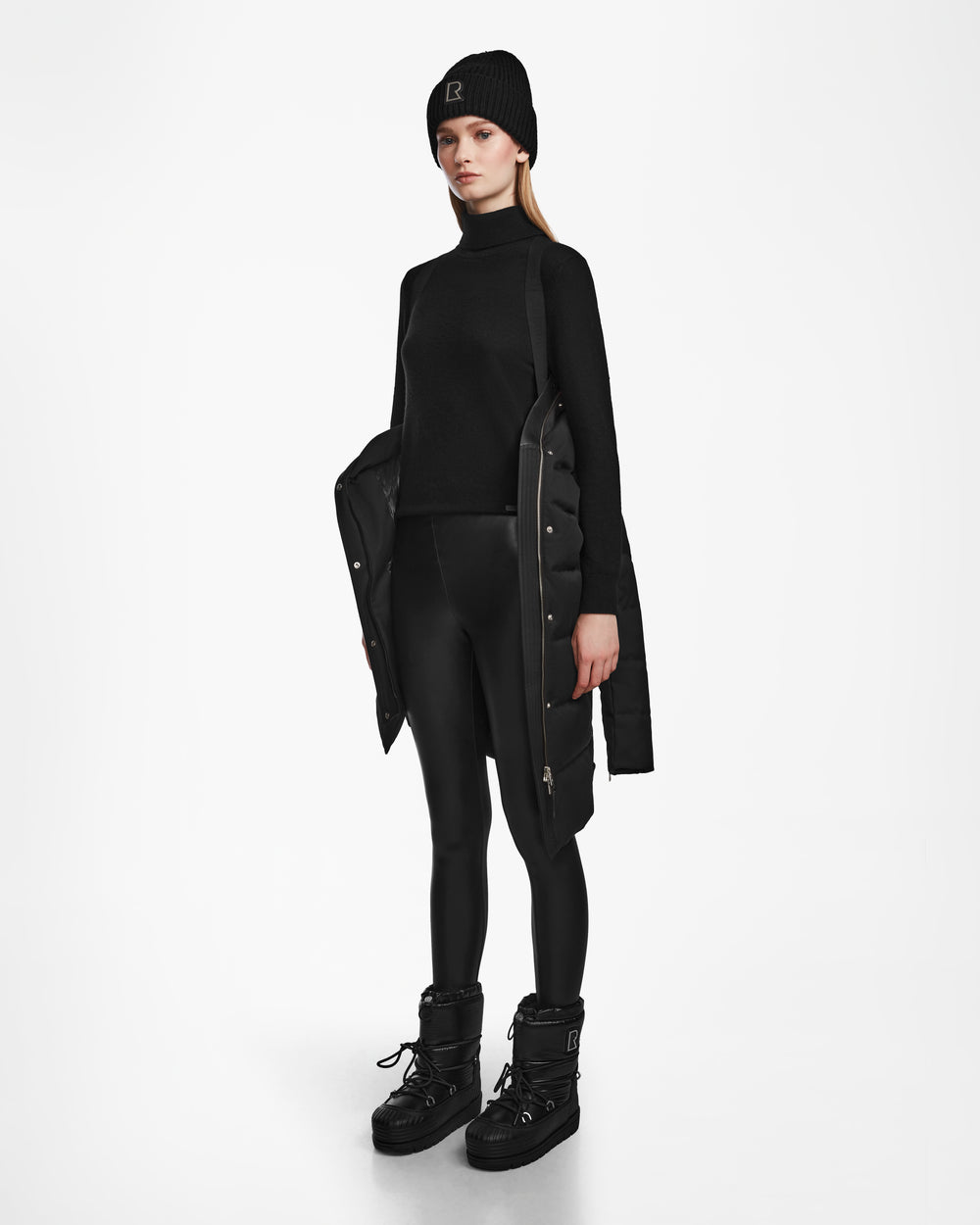 RUDSAK KEHLANI Women's Black Quilted Down Coat | Warm, Water