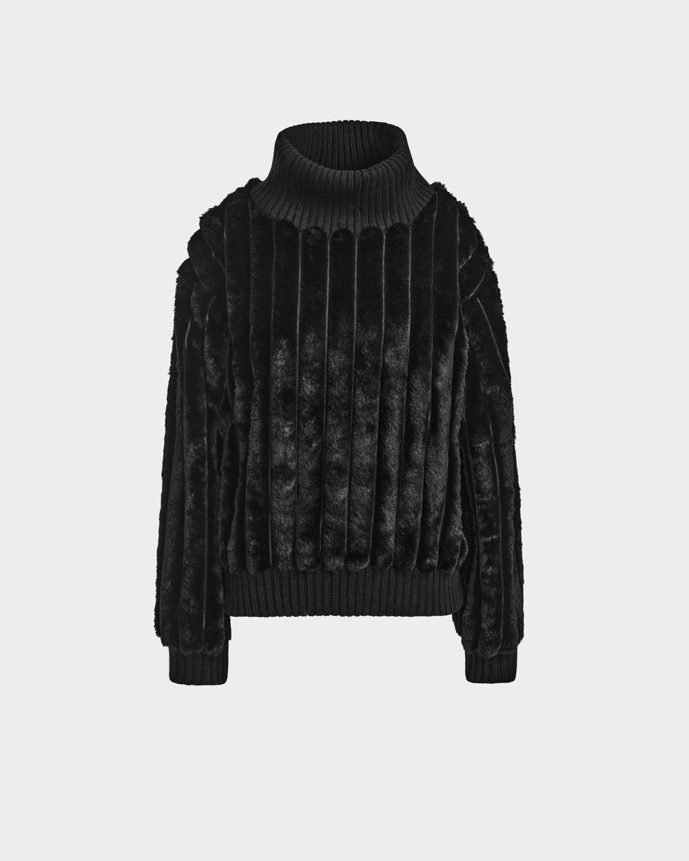 RUDSAK LAYLA Black Faux Fur Turtleneck: Luxurious Warmth & Style
