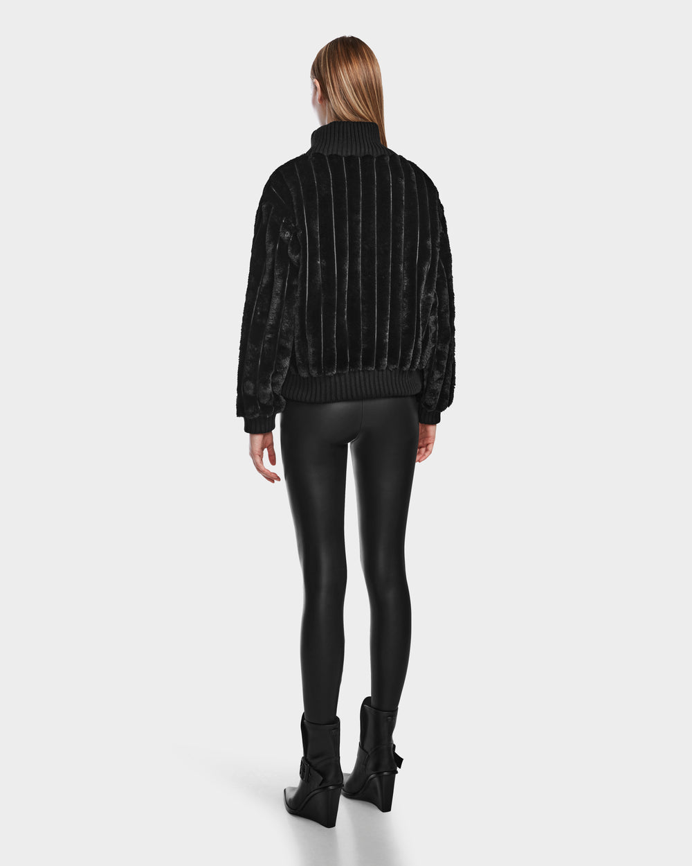 RUDSAK LAYLA Black Faux Fur Turtleneck: Luxurious Warmth & Style