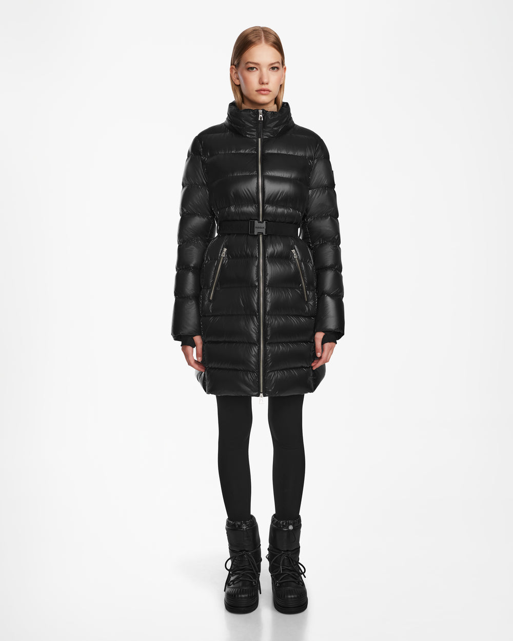 RUDSAK LILITH Women's Black Mid-Length Quilted Down Puffer