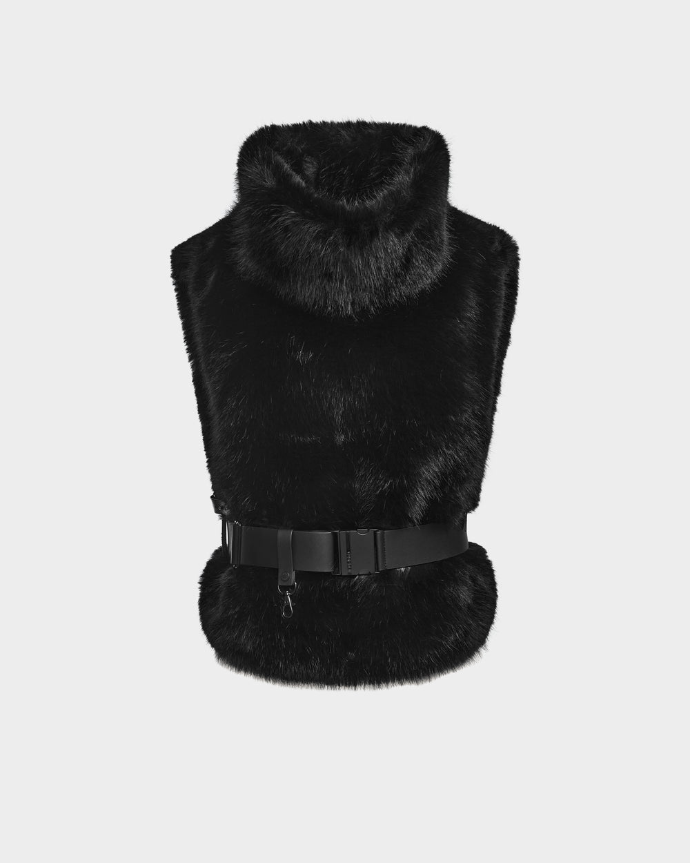 RUDSAK MAULIN Black Luxe Faux Fur Vest - Chic Mock-Neck Design