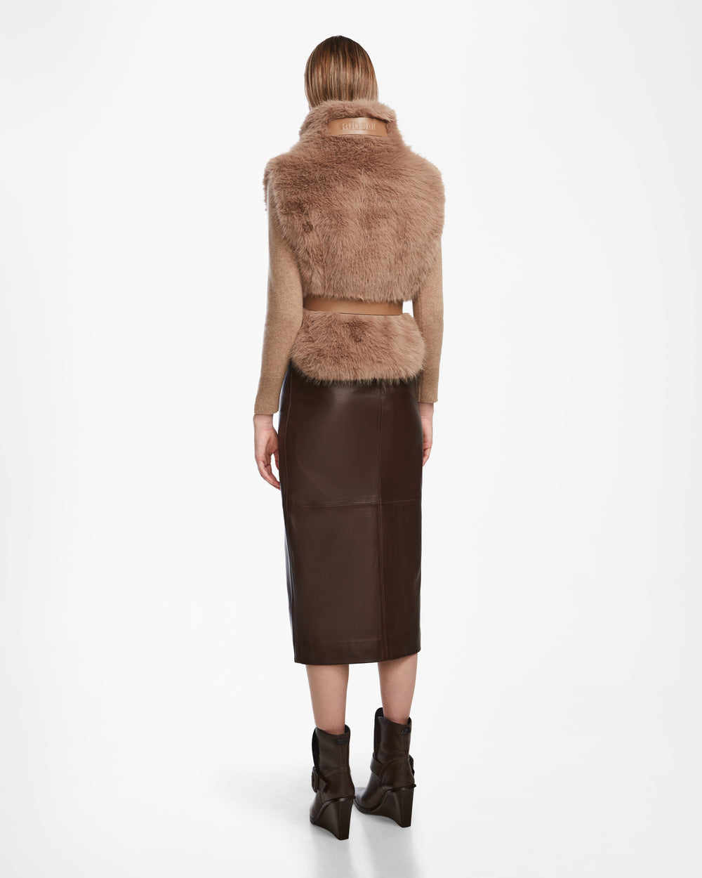 RUDSAK MAULIN Faux Fur Vest Camel Chic Layering Warmth