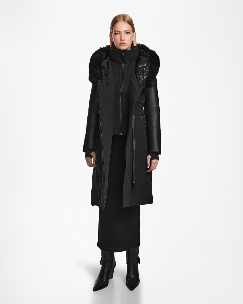 Cooling Skin ブラック ロングジョン RUDSAK MISALA Women's Long Fitted Down Coat | Warm & Recycled