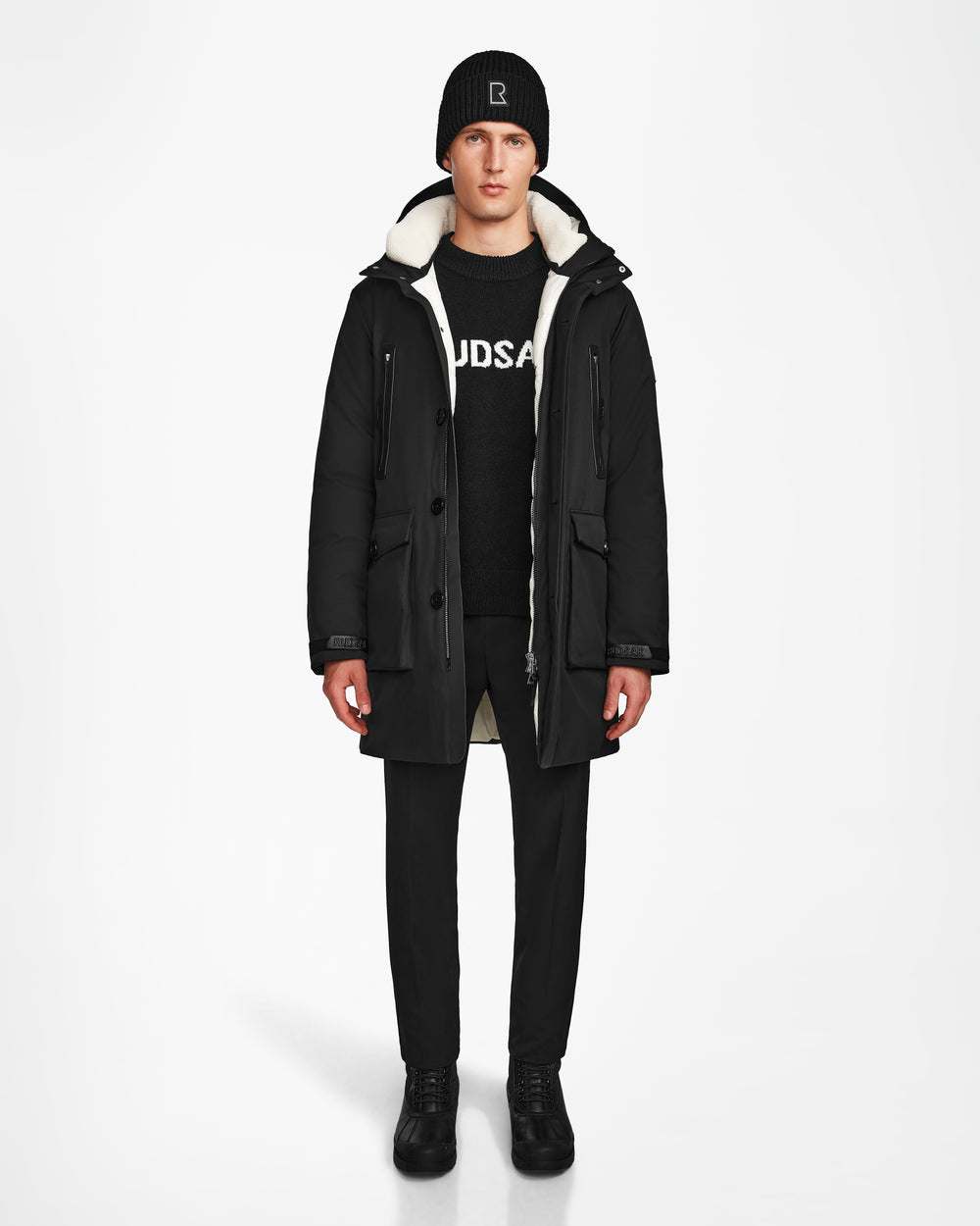RUDSAK RANI Black Men's Down Parka | Warm Eco-Fill Urban Outerwear
