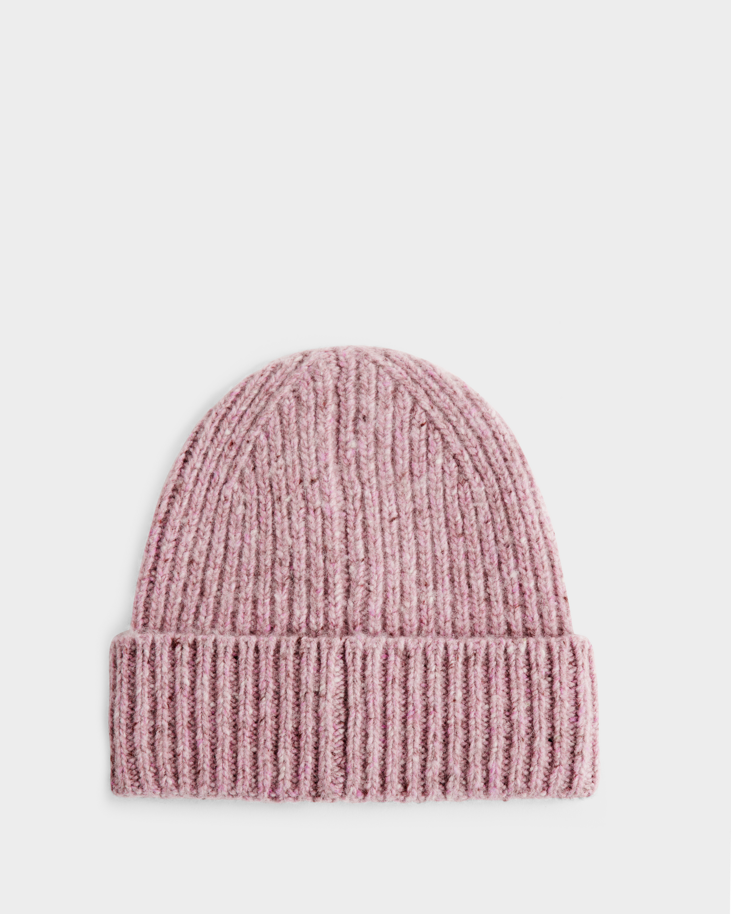 The ALINA - L425540 Light Pink beanie by Rudsak is a women’s wool-cashmere winter hat with a folded brim, shown against a plain white background.