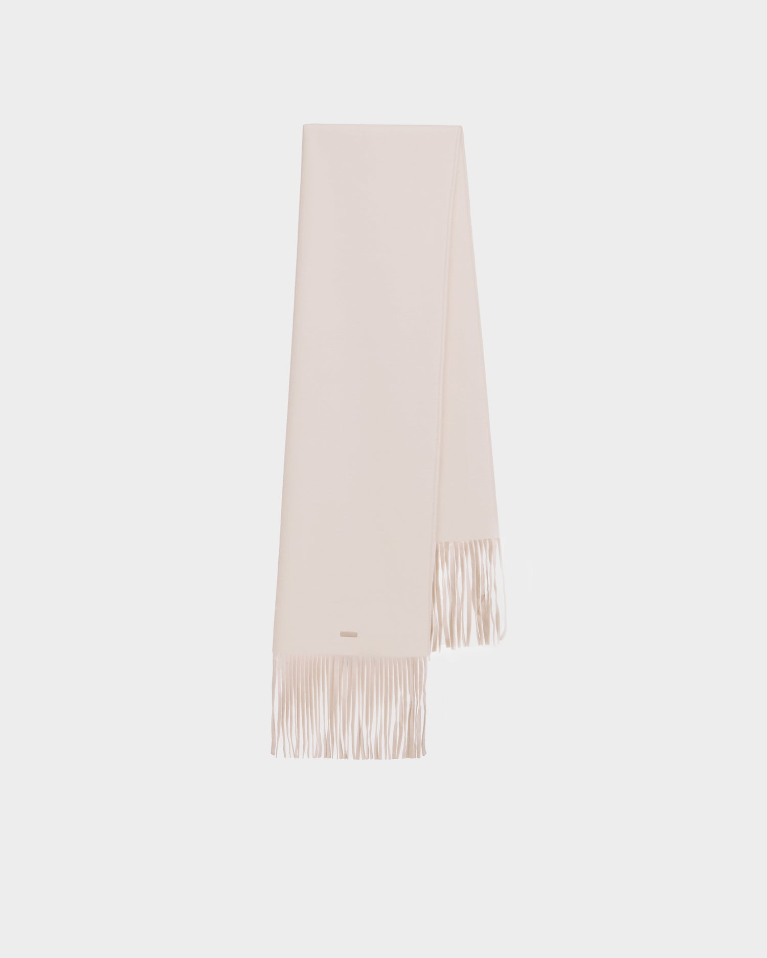 The Rudsak CALEN - 8425532 Vanilla is a long, light beige wool blend scarf with fringed ends, shown on a plain white background—a versatile unisex accessory ideal for cold weather.