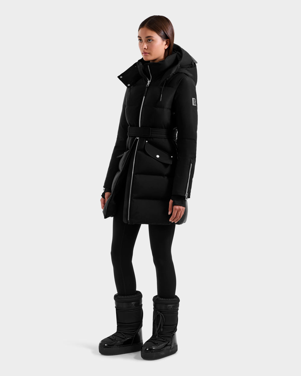 RUDSAK Women's Black Fitted Down Puffer Coat - Versatile Winter