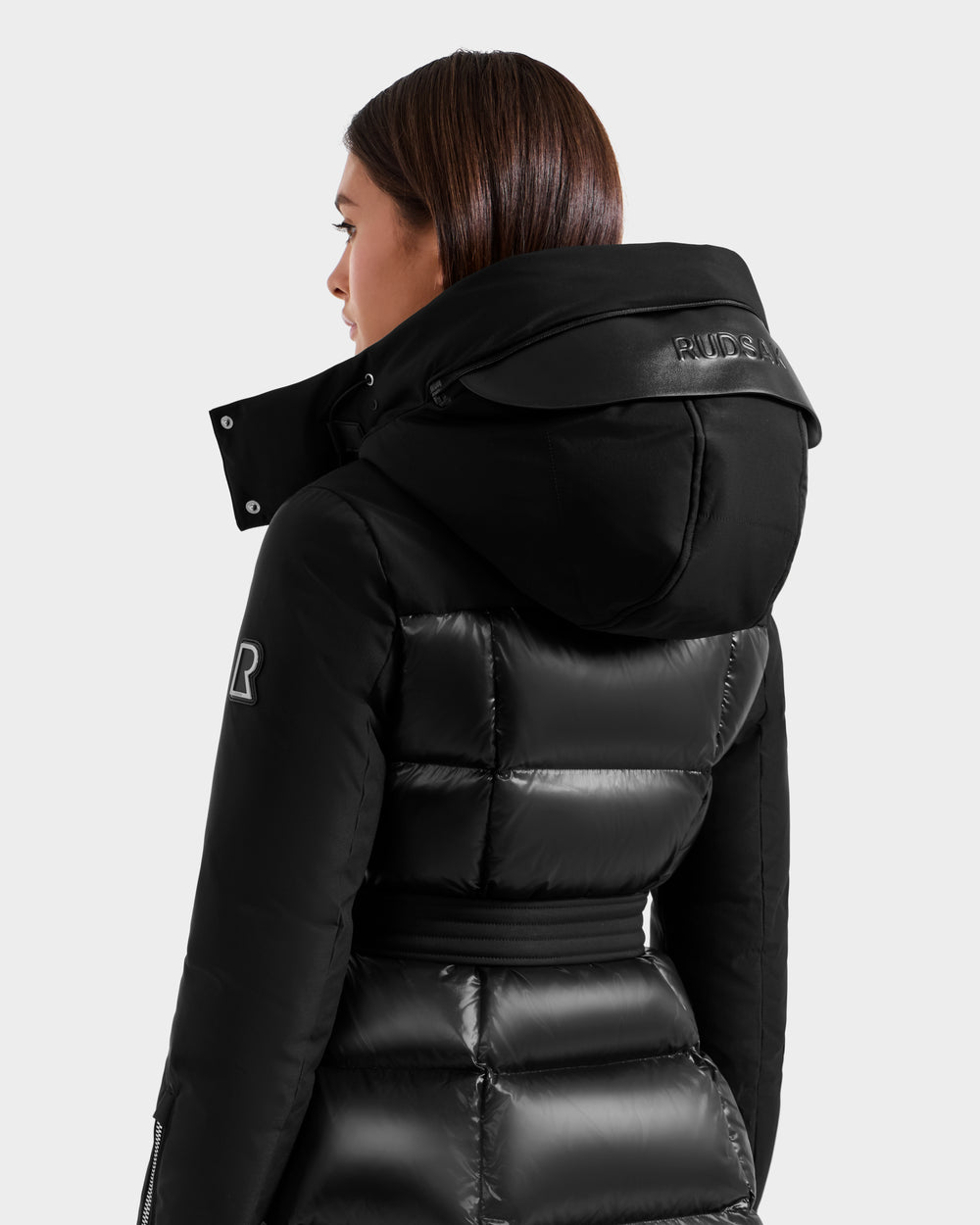 RUDSAK Women's Black Fitted Down Puffer Coat - Versatile Winter