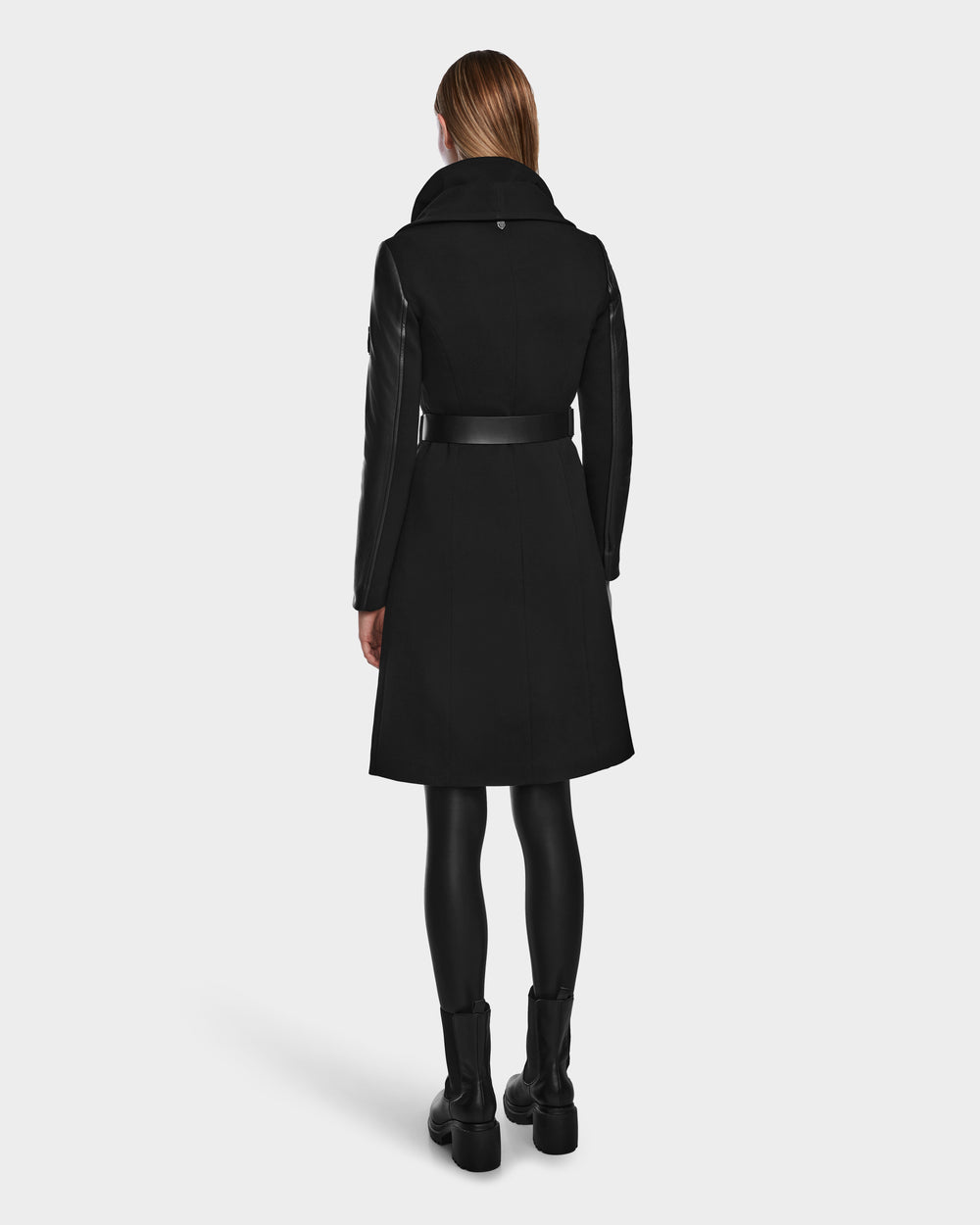 RUDSAK CELESTE Black Transitional Coat Stylish Leather Sleeve