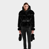 RUDSAK CHLOE Black Faux Fur Jacket | Women's Vegan Leather Trim