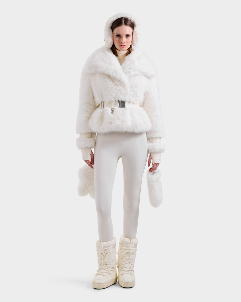 CHLOE RUDSAK Women's Faux Fur Jacket | Vegan Leather Trim, Warm CHLOE RUDSAK Women's Faux Fur Jacket | Vegan Leather Trim, Warm