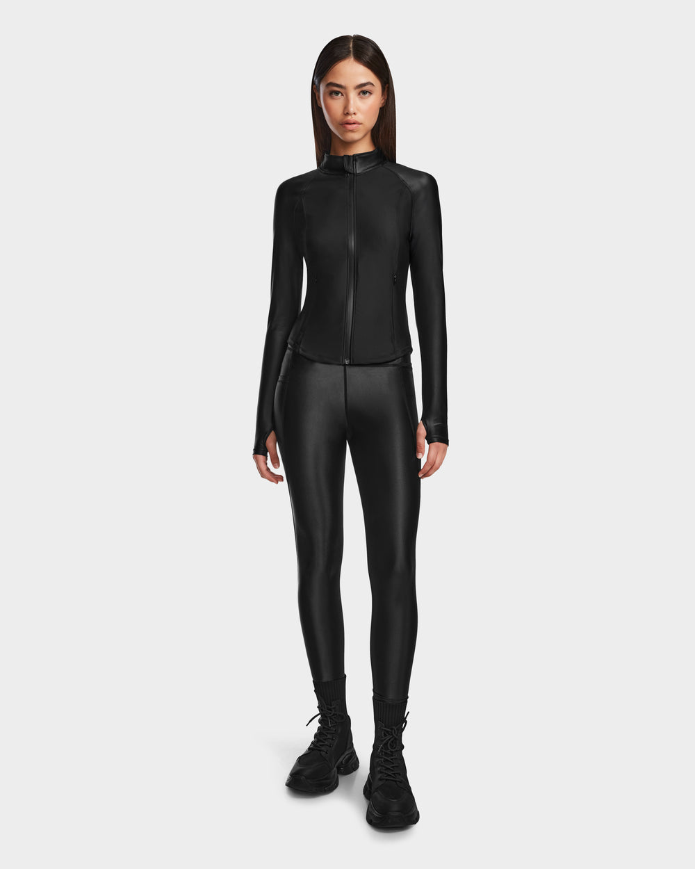 CLARE Women's Shiny Stretch Leggings - Figure-Flattering & Sleek