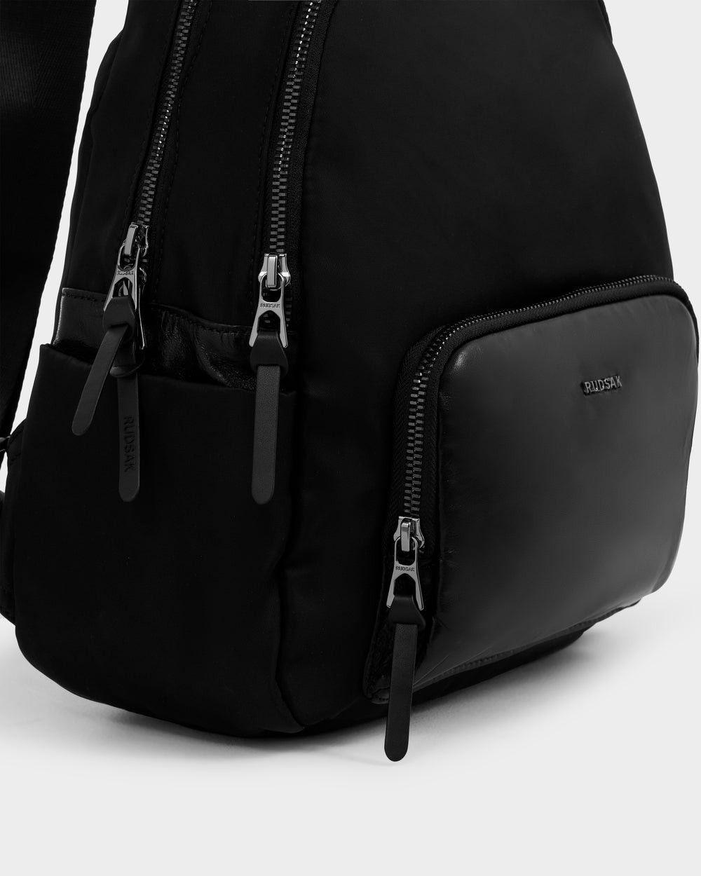 black mini backpack black zipper three compartments Grace