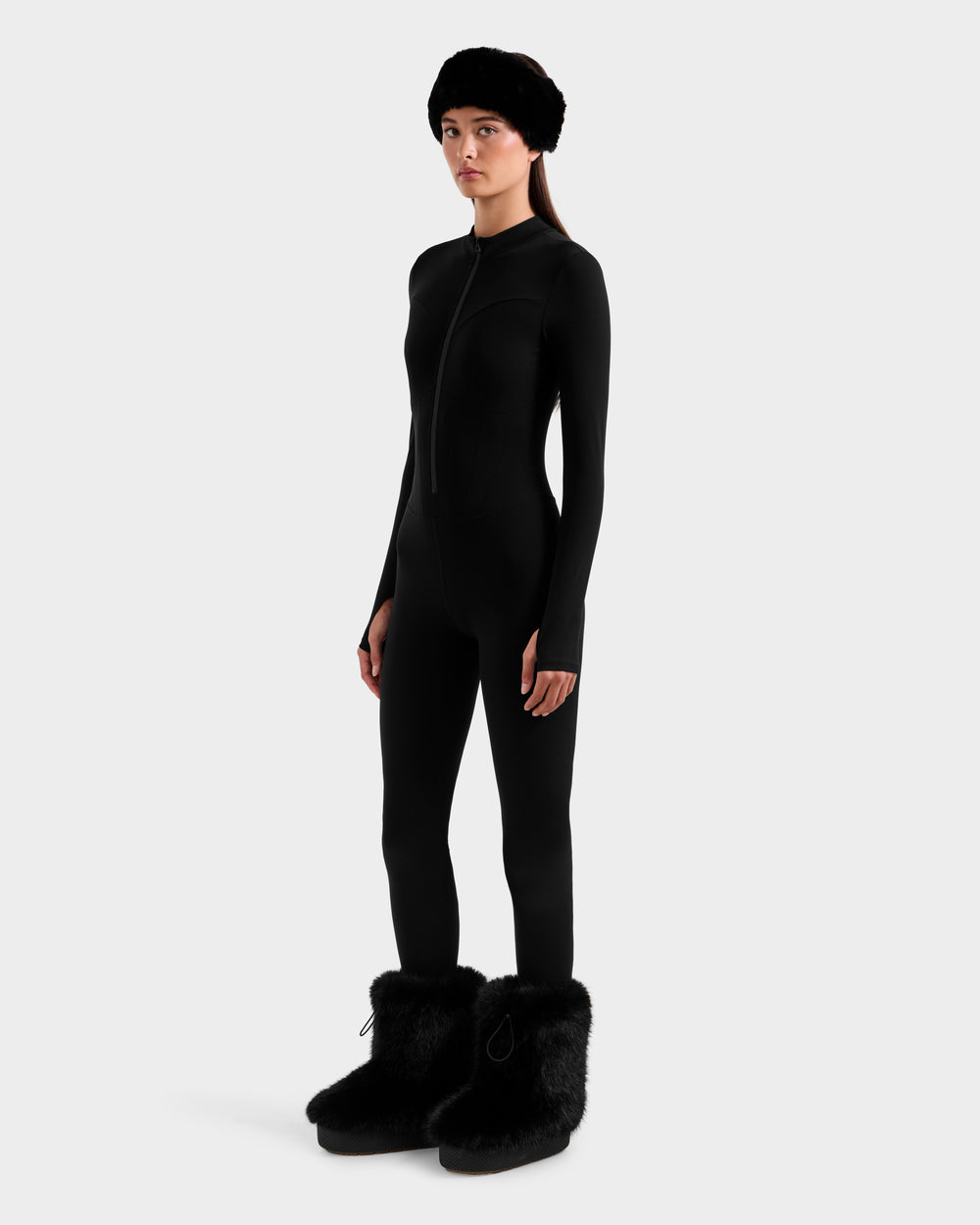RUDSAK IVY Women's Black Stretch Bodysuit - Flattering Zip-Up