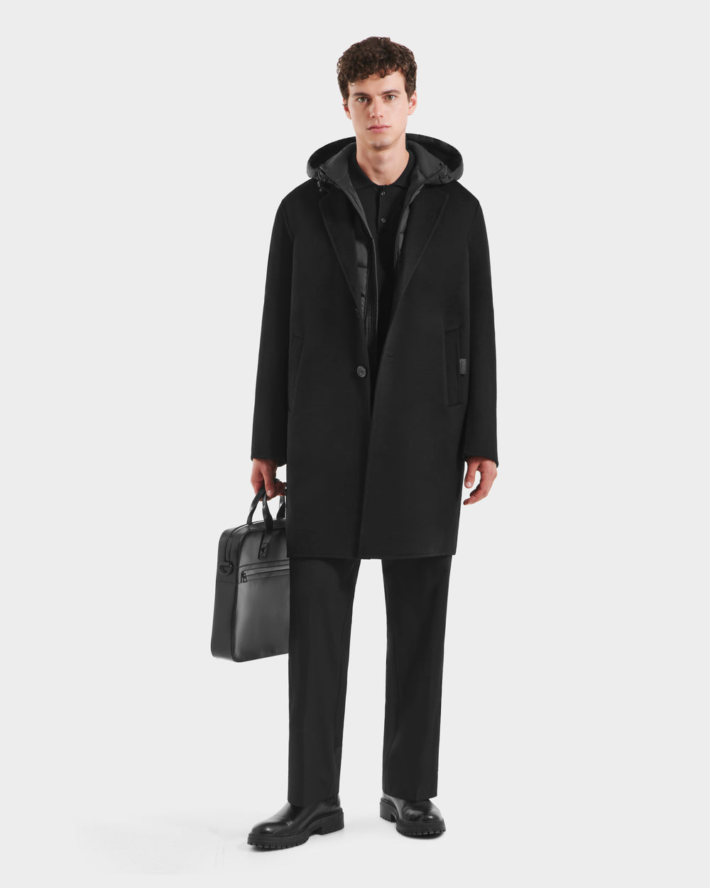 RUDSAK JEREMIAH Men's Black Wool Coat - Insulated Warmth – Rudsak