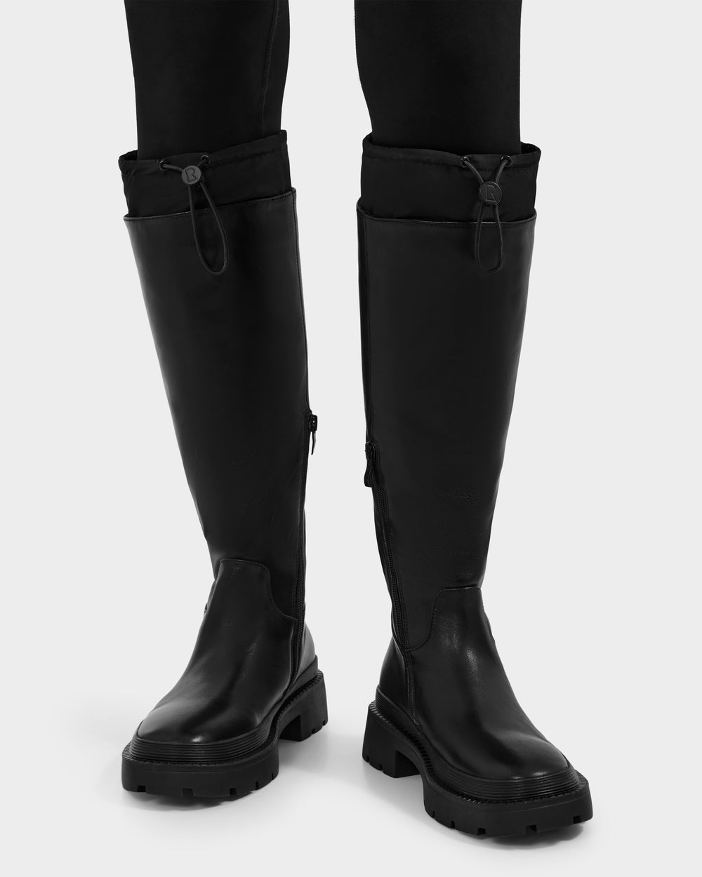 RUDSAK KAROL Women's Black High Leather Boots | Chunky Sole Grip