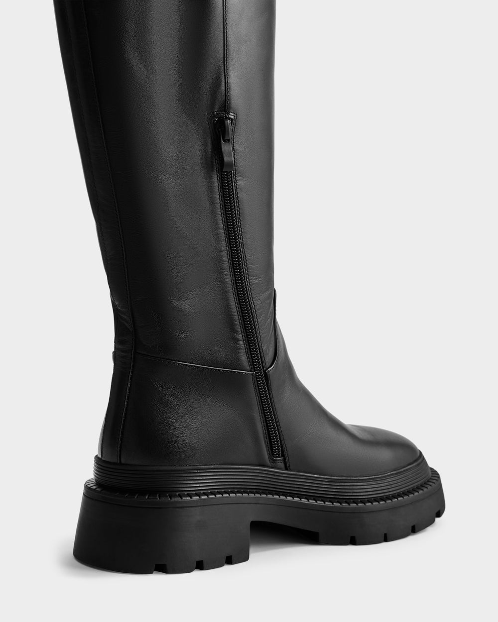 RUDSAK KAROL Women's Black High Leather Boots | Chunky Sole Grip