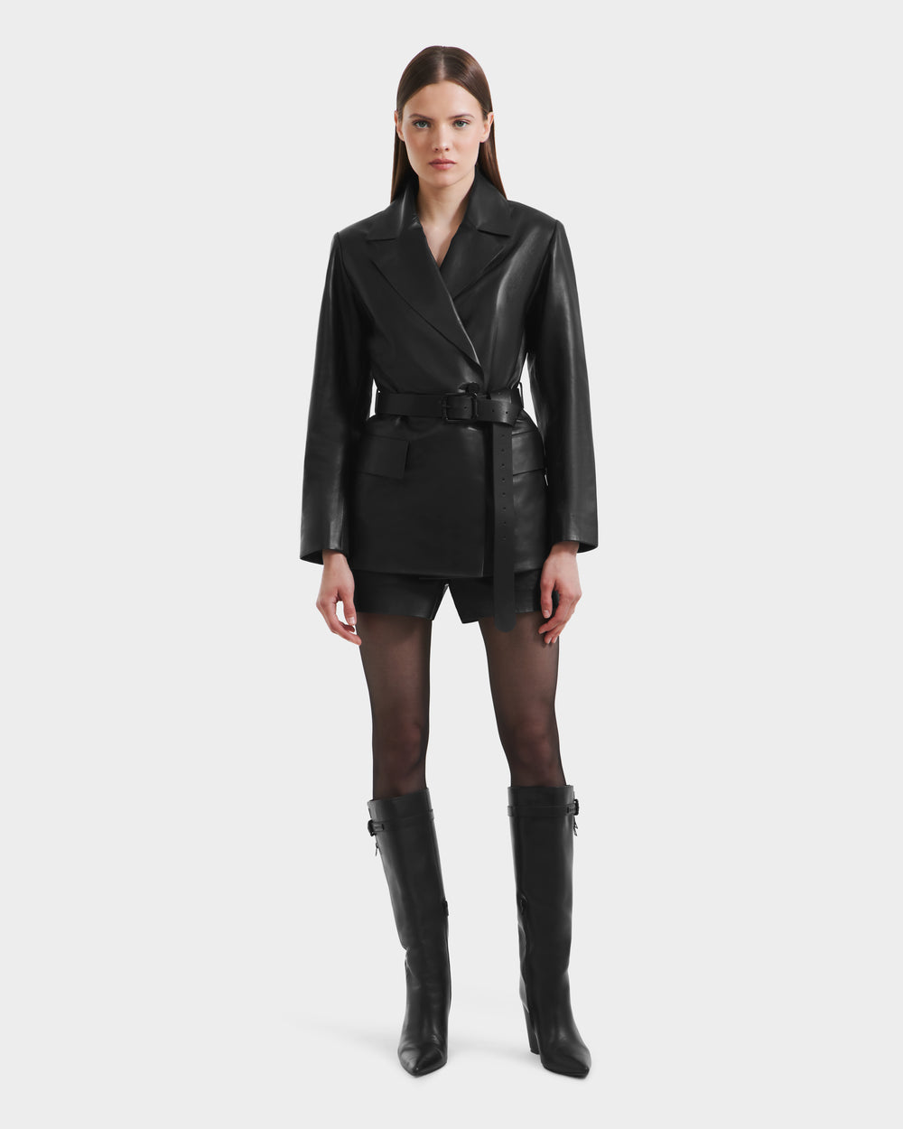 RUDSAK KENDALL Women's Black Leather Blazer Jacket - Sleek & Edgy