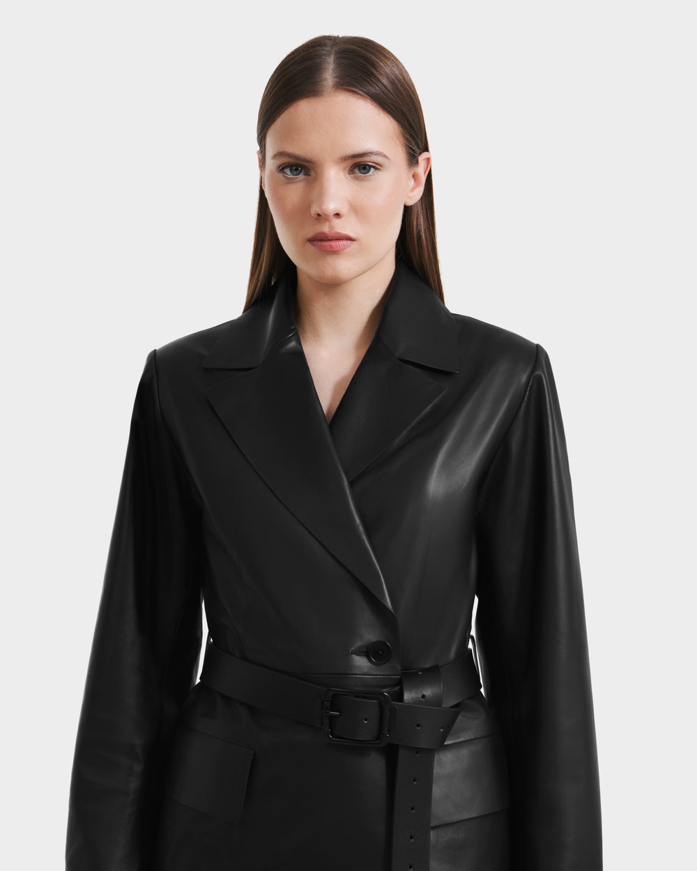 RUDSAK KENDALL Women's Black Leather Blazer Jacket - Sleek & Edgy