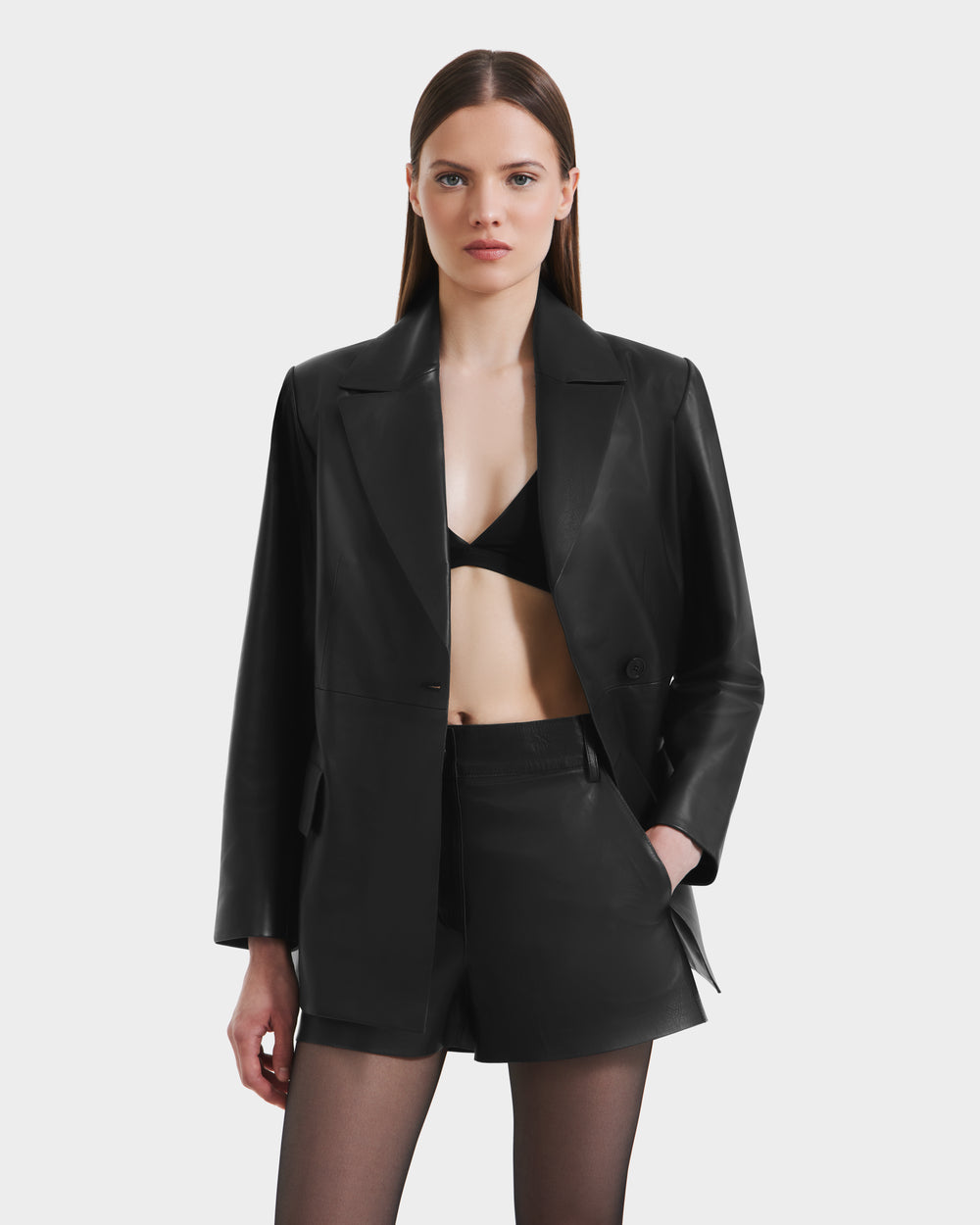 Riu riu 黒 レザージャケット Faux leather jacket 224127_C106