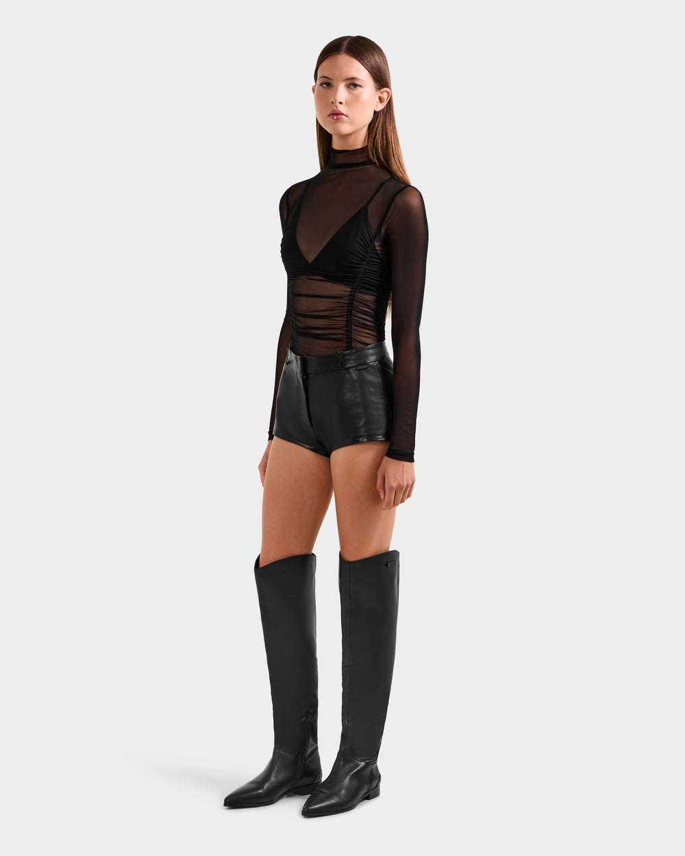 KENNEDY Women's Black Leather Hot Shorts - High-Rise & Edgy