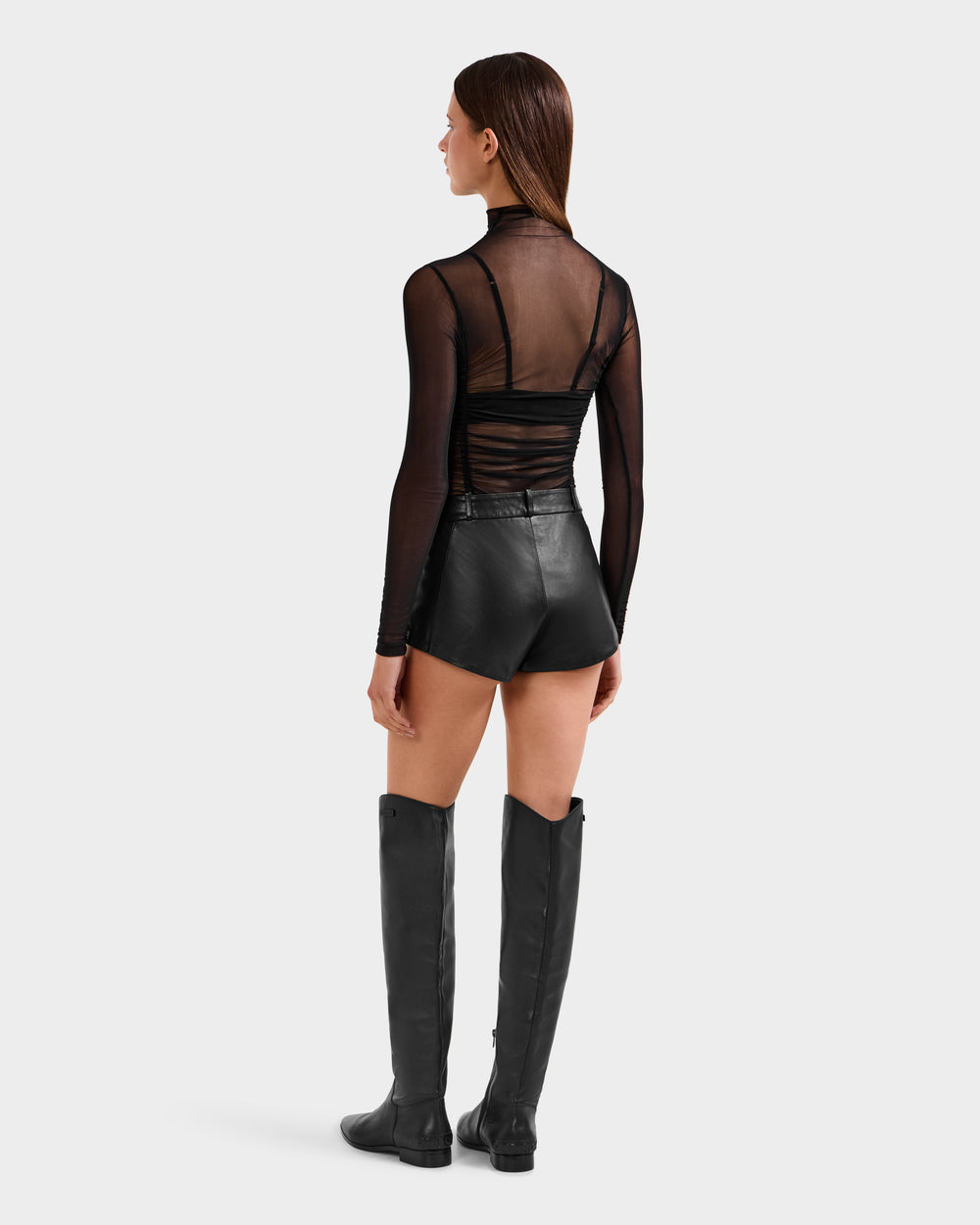 KENNEDY Women's Black Leather Hot Shorts - High-Rise & Edgy